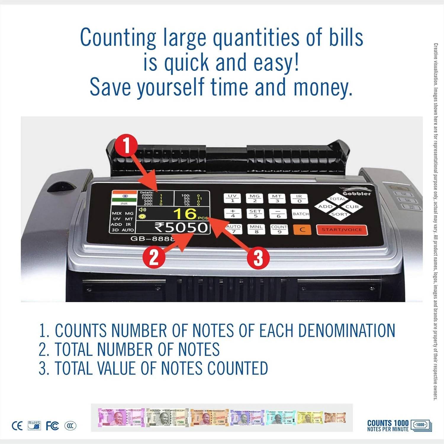 GOBBLER GB 8888-E Mix Note Counter - Image 3