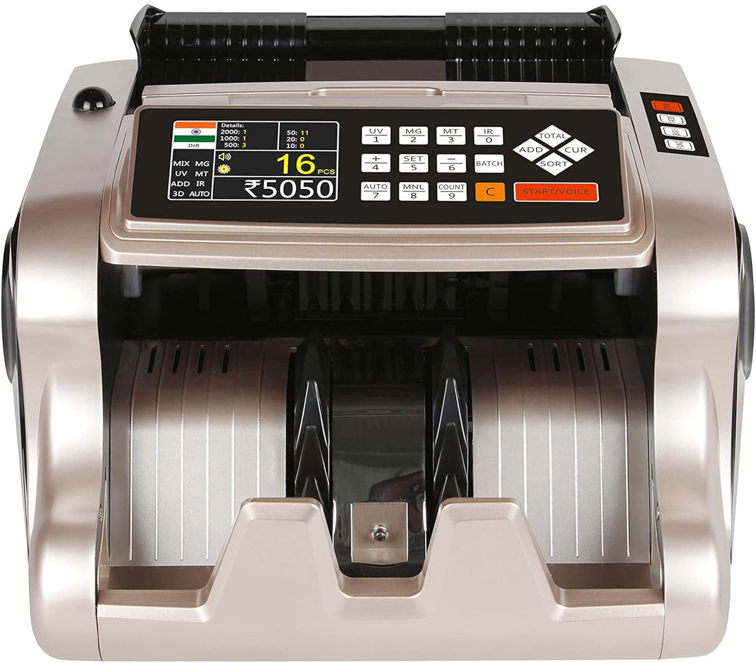 Image of Security Store Mixed Denomination Value Money Counting Machine with MG,UV,IR Fake Note Detector Note Counting Machine