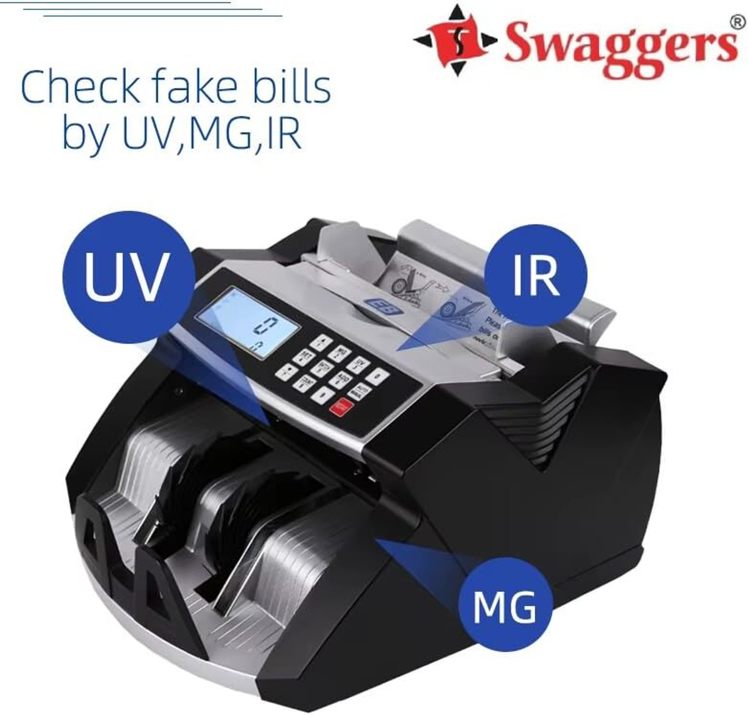 Image of SWAGGERS Heavy duty latest updated Note /cash /currency /money counting machine with fake note detection. Note Counting Machine