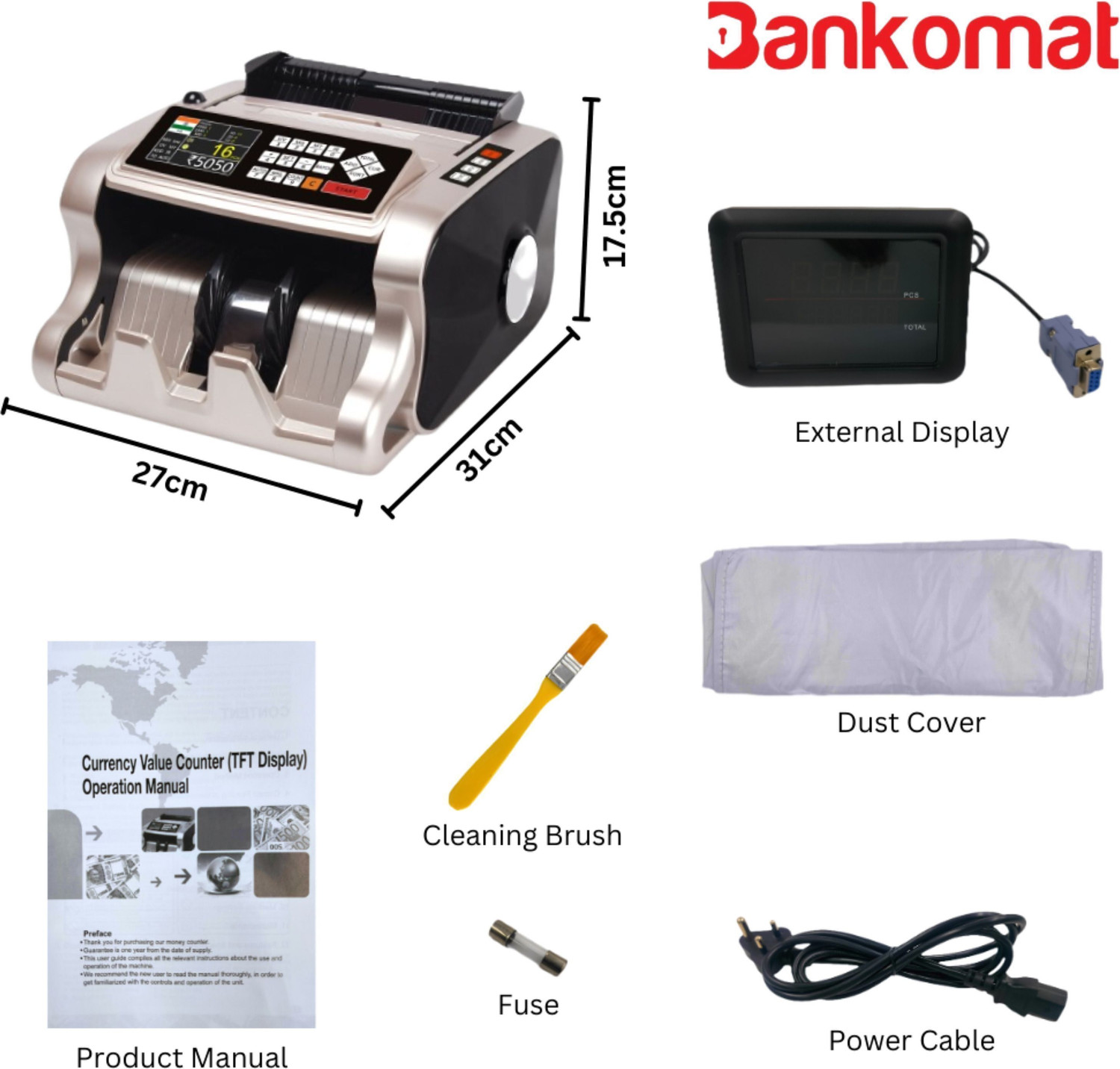 Image of BANKOMAT High Quality Mix Note Counting Machine with Mg /UV /IR Fake Note Detector & Note Counting Machine