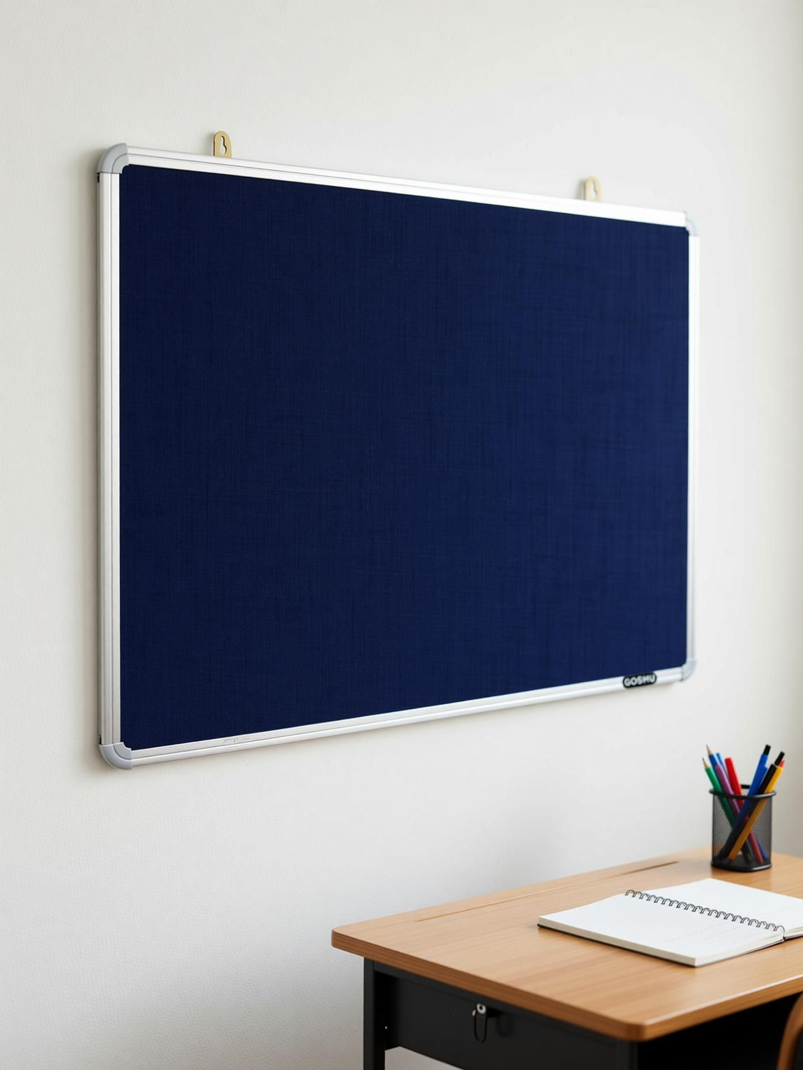 Image of GOSHU 2 X 3 Feet Notice Premium Material Pin-up Board /Pin-up Board /Soft Board /Bulletin Board /Pin-up Display Board for Office, School and Home, (Blue, Pack of 1) Notice Board