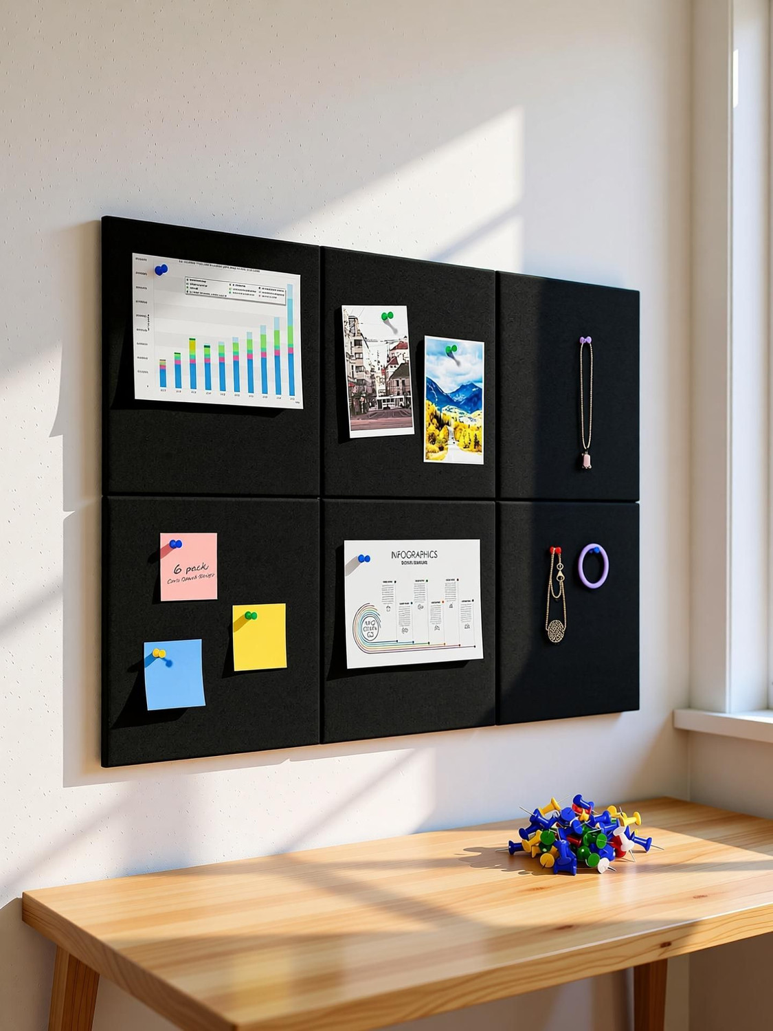 Image of GIFTKART Bulletin Notice Display Board,Reminder 50 Drawing Pins, Lightweight Notice Board