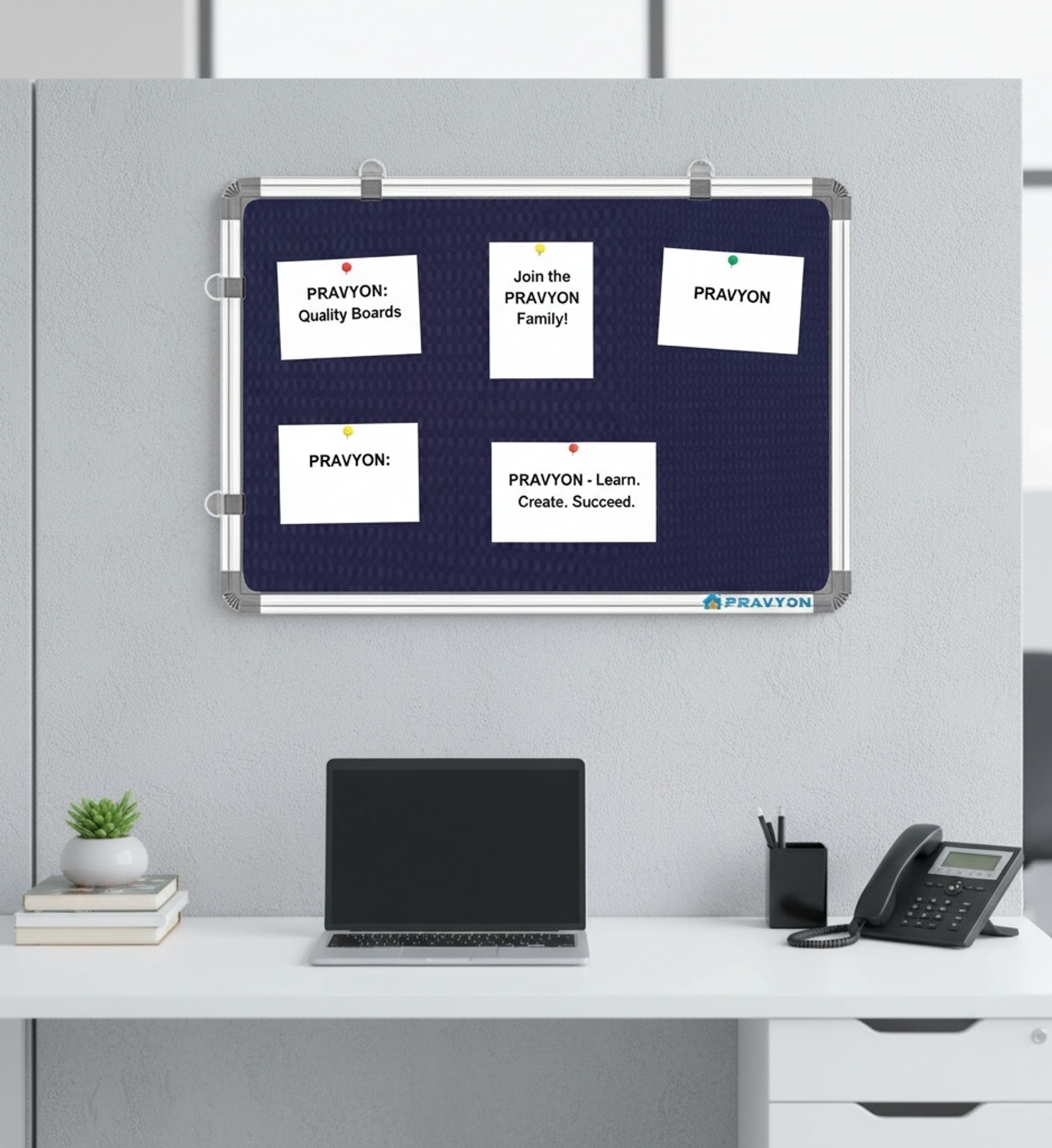 Image of Pravyon 2x3 Feet Premium Notice Board,Pin-Up Display Board + 50 Push Pins Combo Notice Board