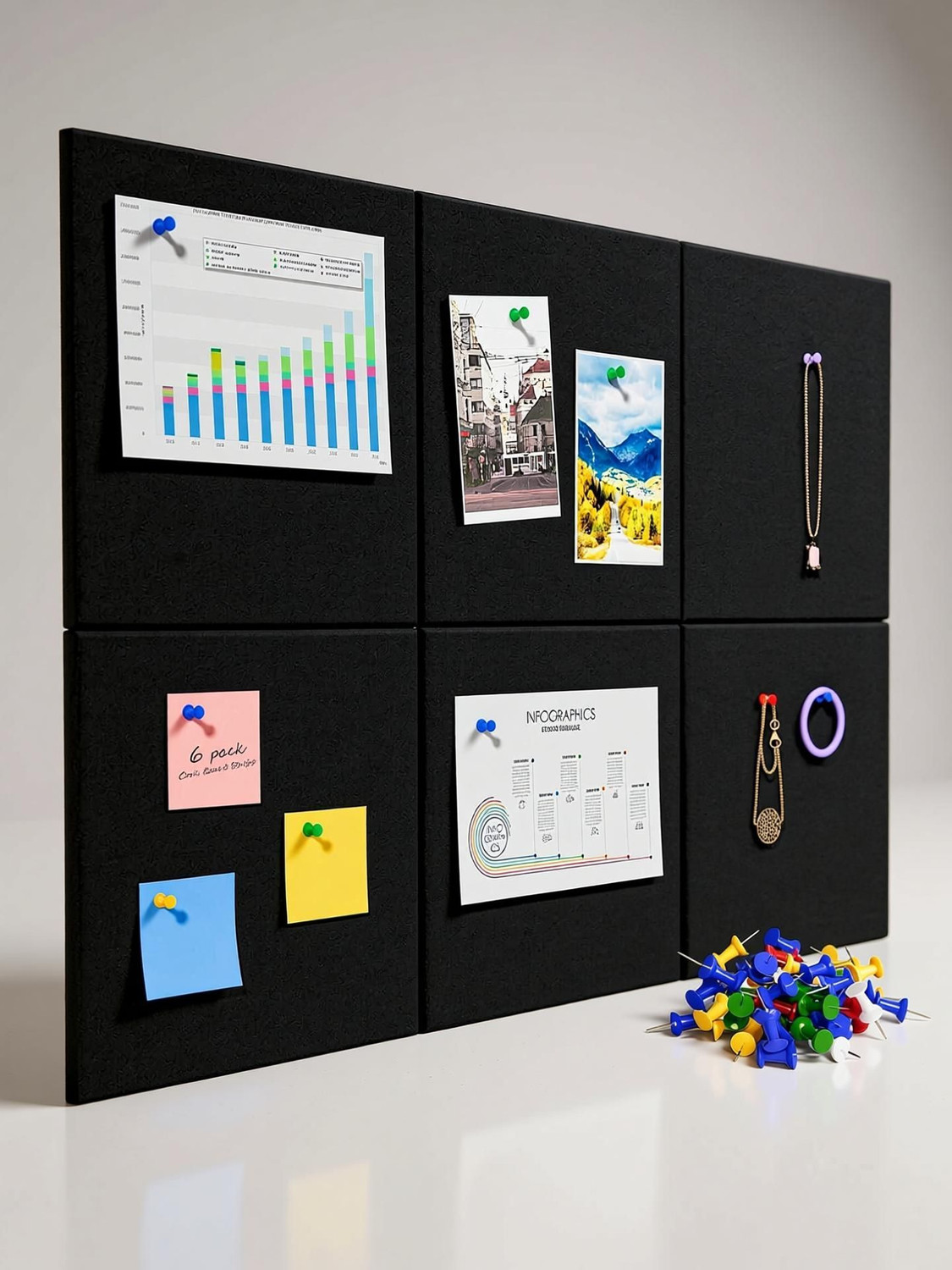 Image of GIFTKART Bulletin Notice Display Board,Reminder 50 Drawing Pins, Lightweight Notice Board