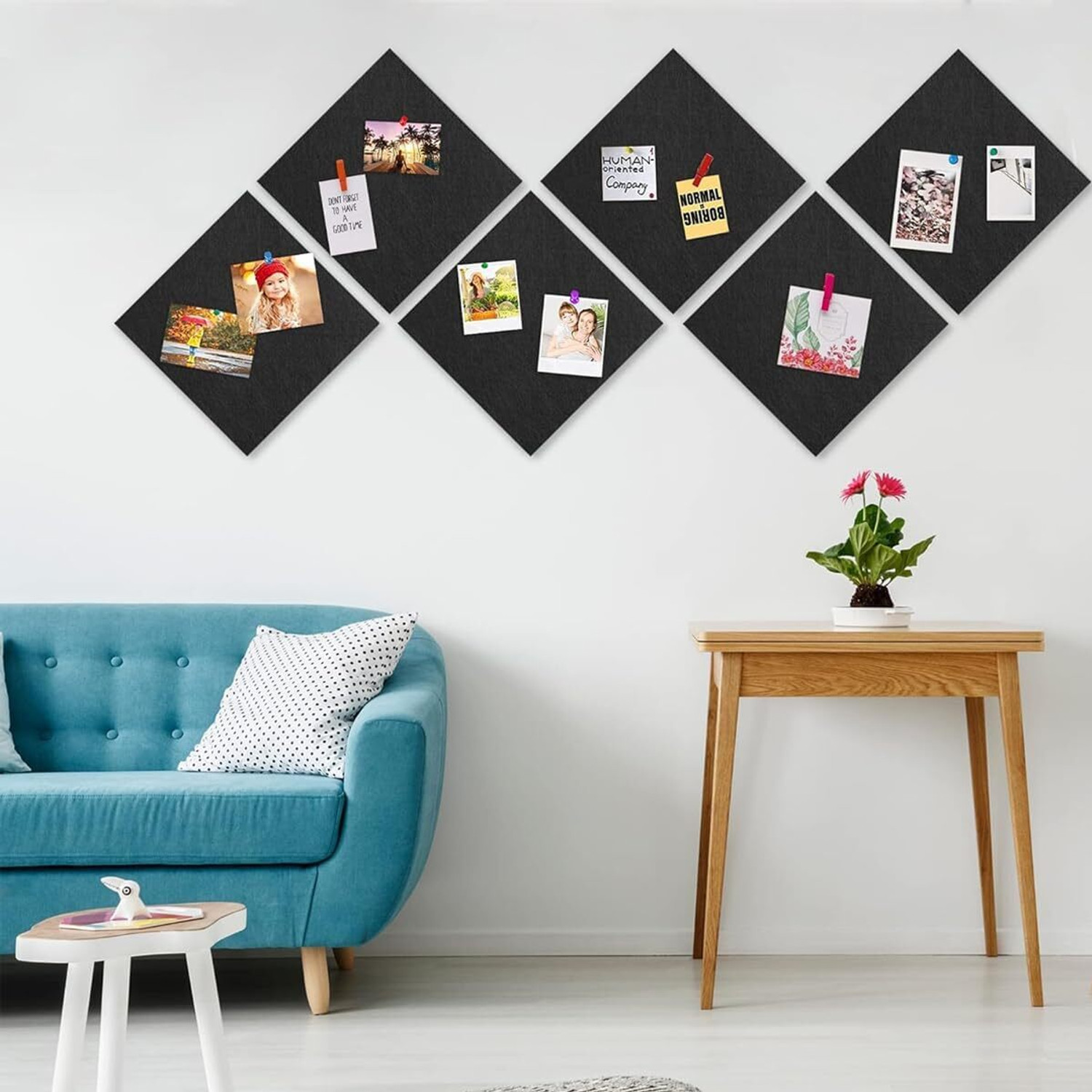 Image of SADRUCHI Felt Bulletin Board Set | 6PCS 30x30cm with Pins | Office, Home, School Use Cork Bulletin Board