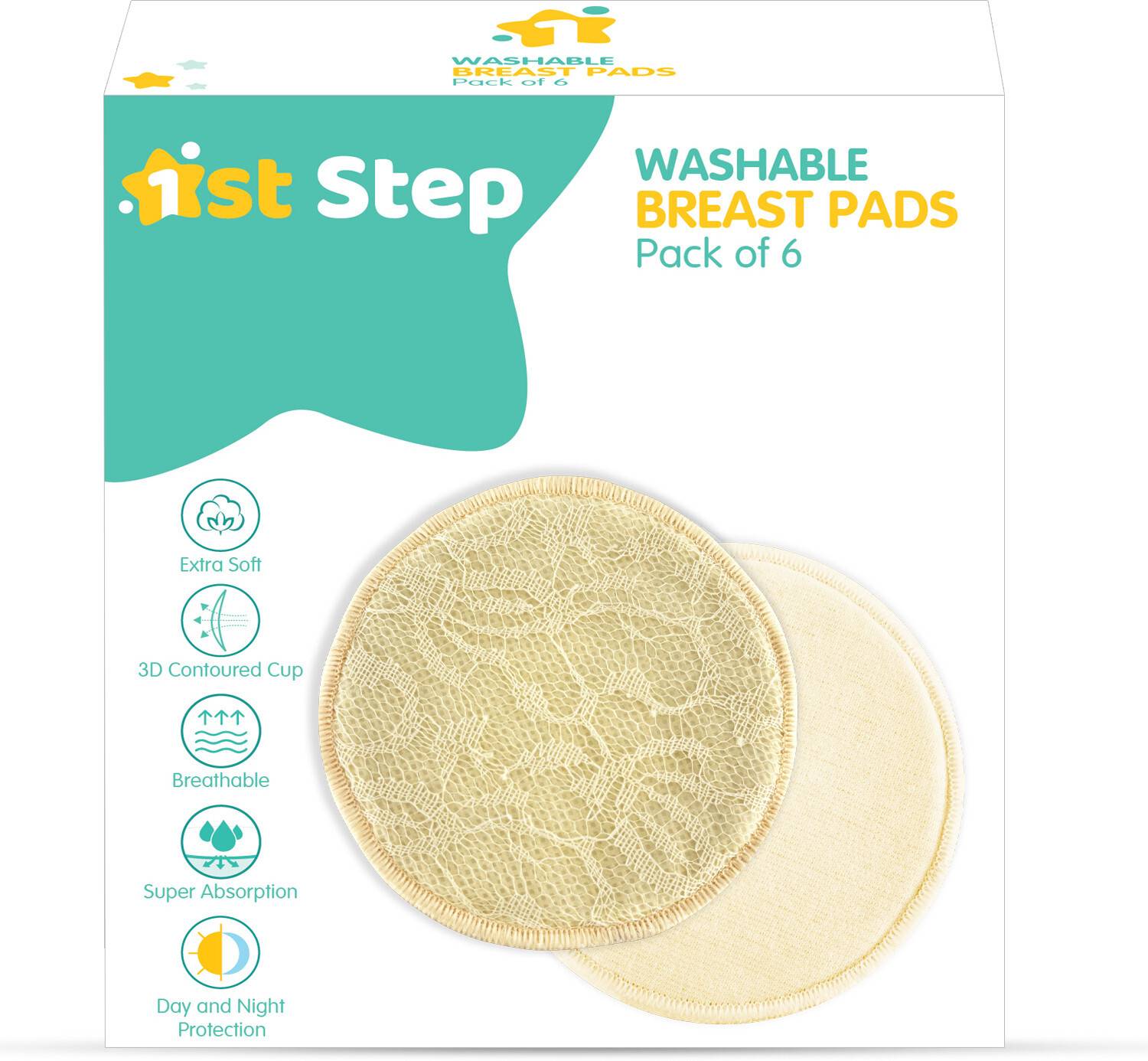 1st Step Ultra Thin HoneyComb Lining, Extra Soft Super Absorbent Reusable and Washable Nursing Breast Pad
