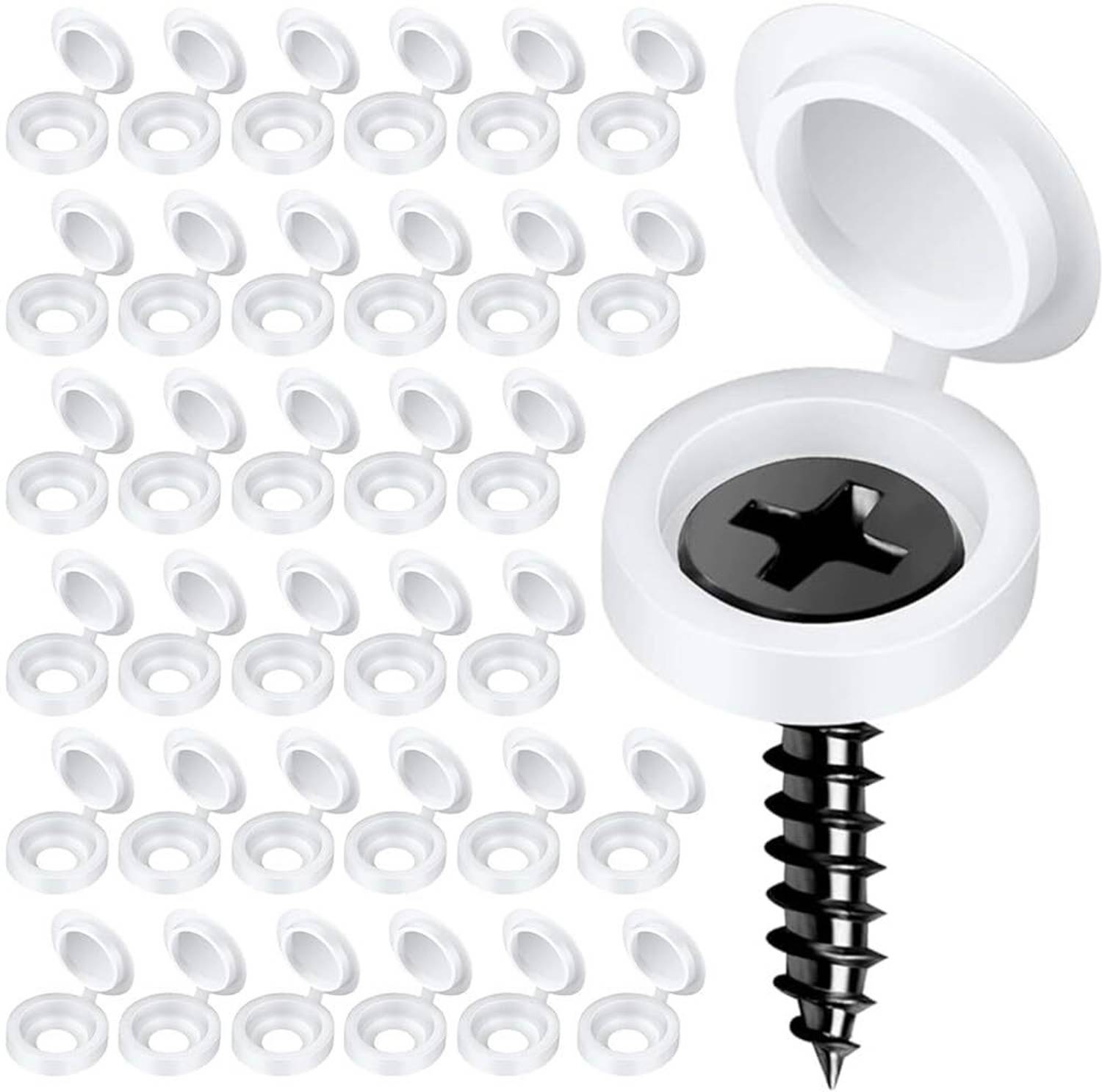 Ofifo Nut Plastic Hinged Screw Cover Caps 300PCS White for Home