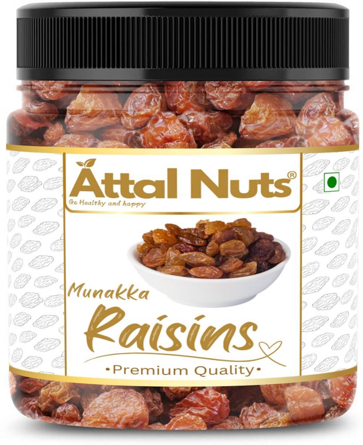 Attal Nuts Premium Afghani Munakka Dry Fruits | Abjosh Kishmish with Seeds | Large Golden Raisins