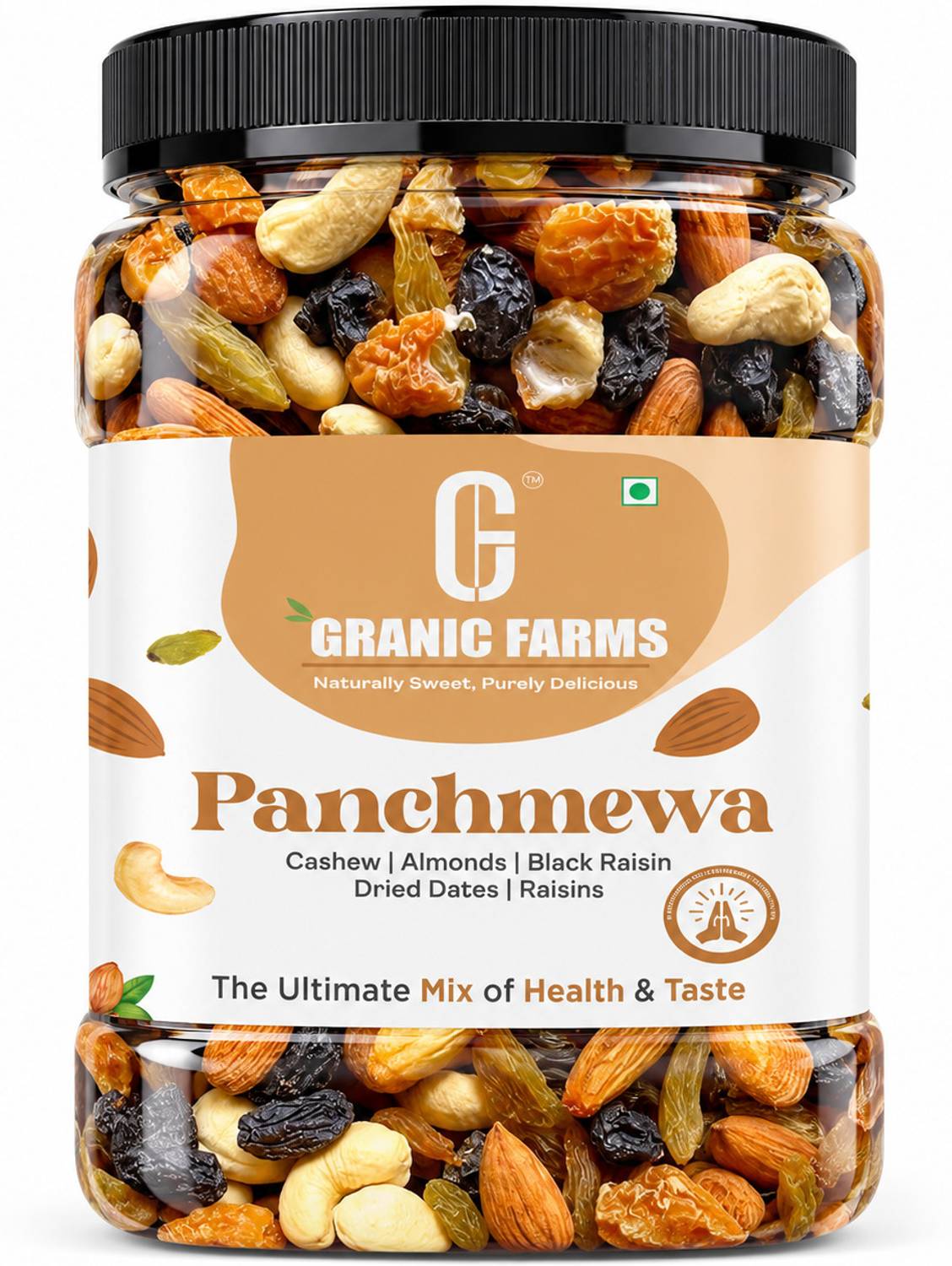 GRANIC FARMS Mix Dry Fruits | Panchmeva | Almond|Cashew|Dates|Black Raisin|Green Raisin|