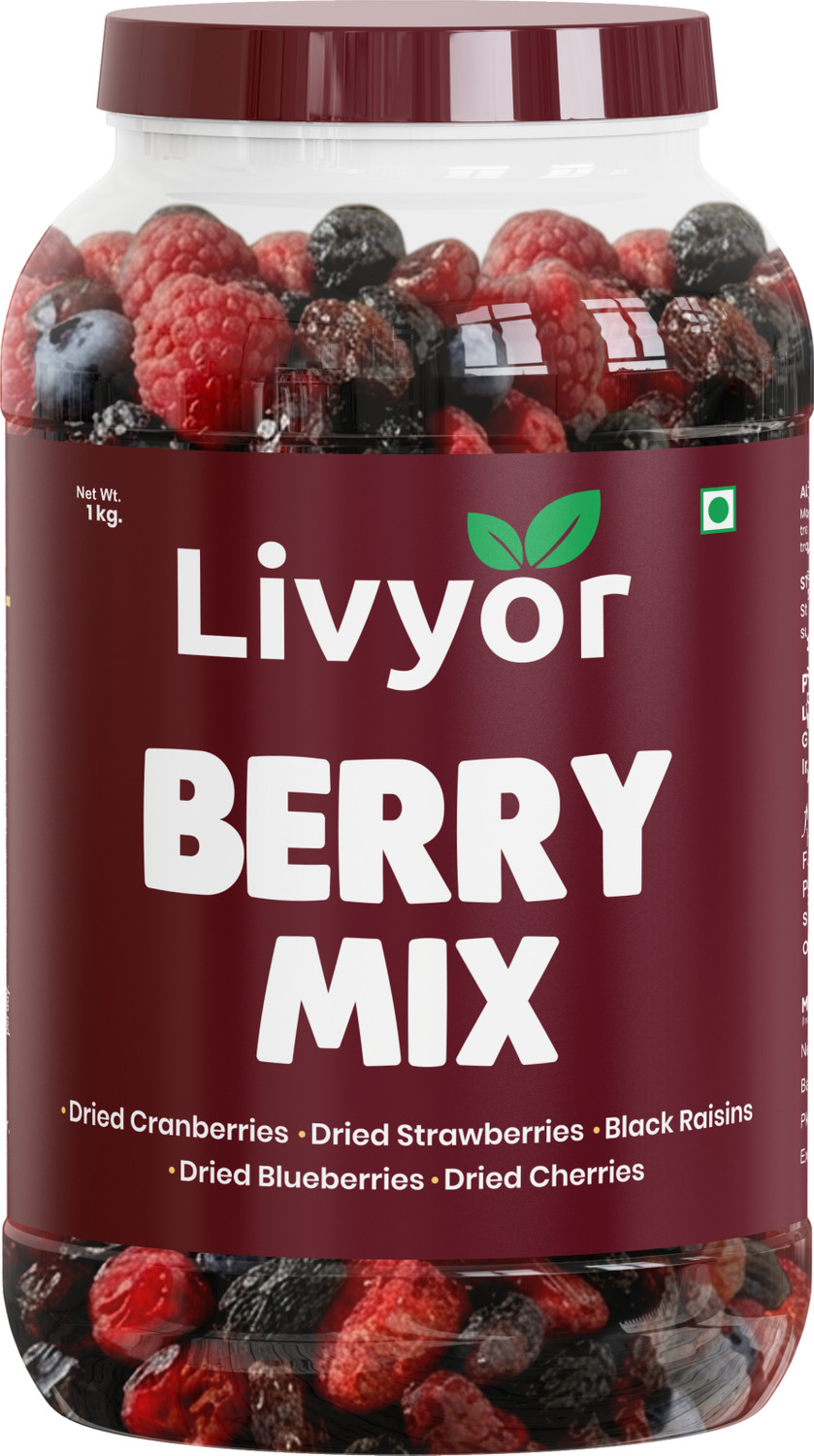 Image of LIVYOR Berry Mix | 5 in 1 Mixed Berries Dry Fruits Blueberry, Cranberries, Strawberries, Cherries, Raisins