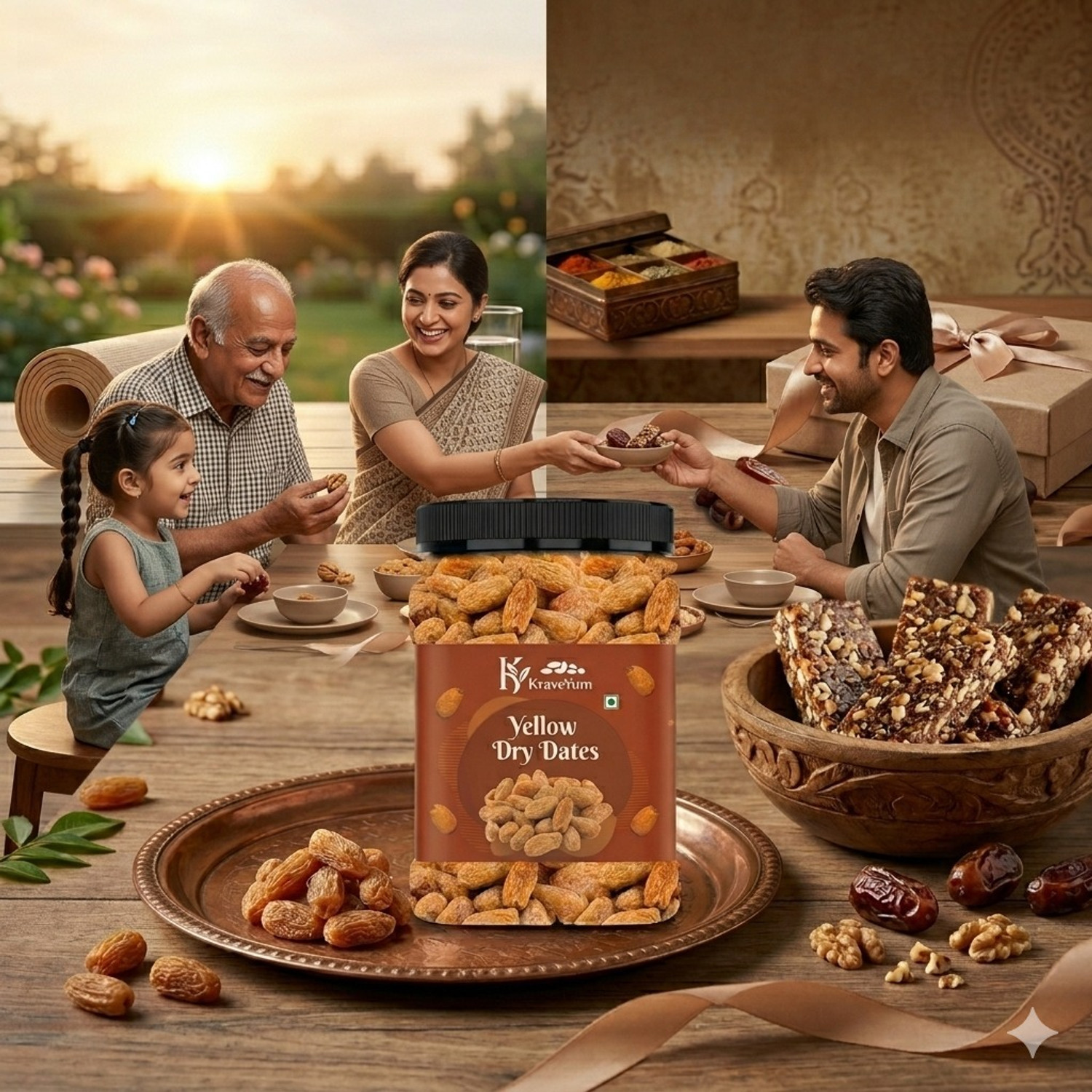 Image of KraveYum Yellow Dry Dates | Peela Sukha Khajoor | Pili Kharak | Dried Chuhara Dry Dates