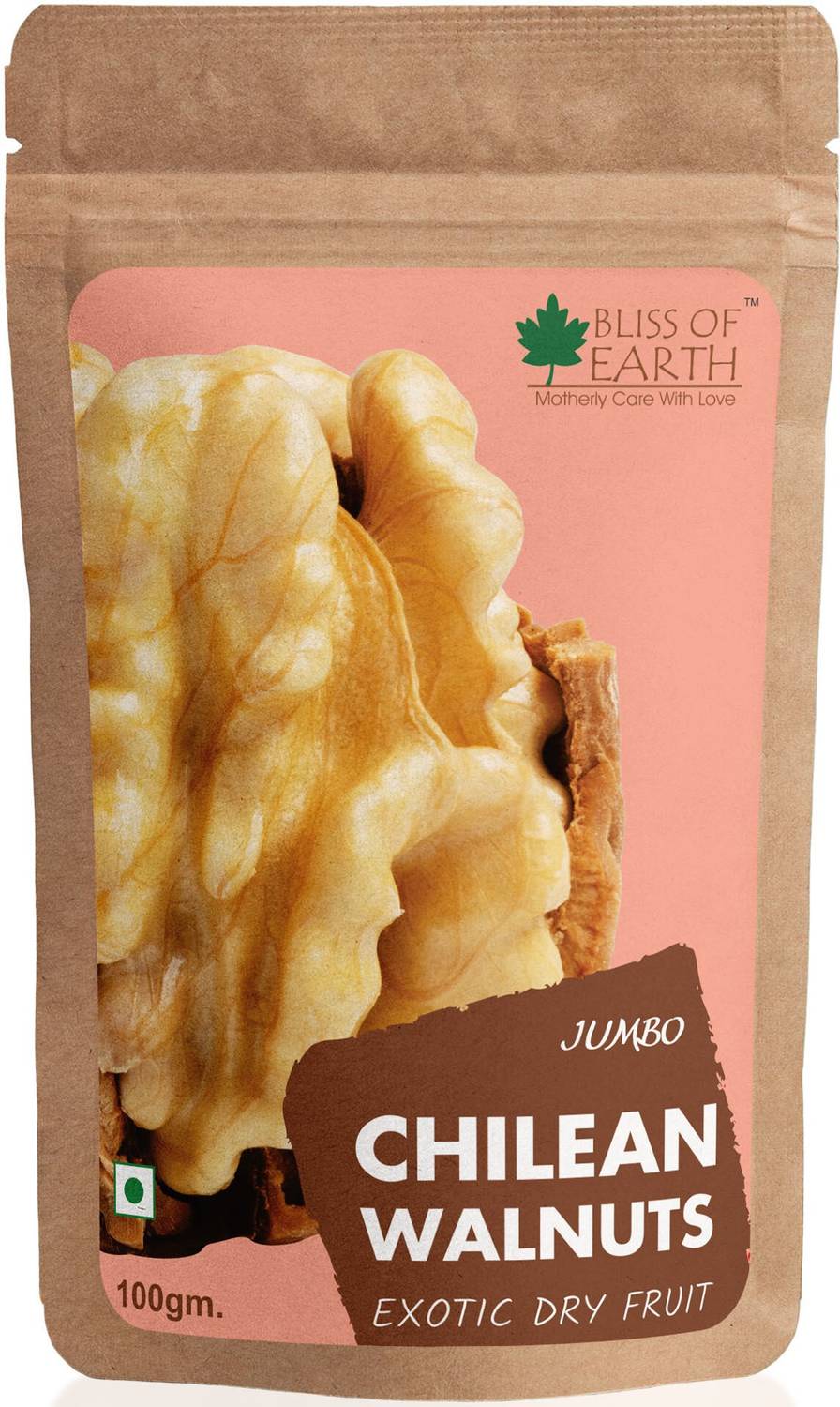 Bliss of Earth 100 Gm Jumbo Chilean Walnuts Exotic dry Fruit Without Shell Walnuts