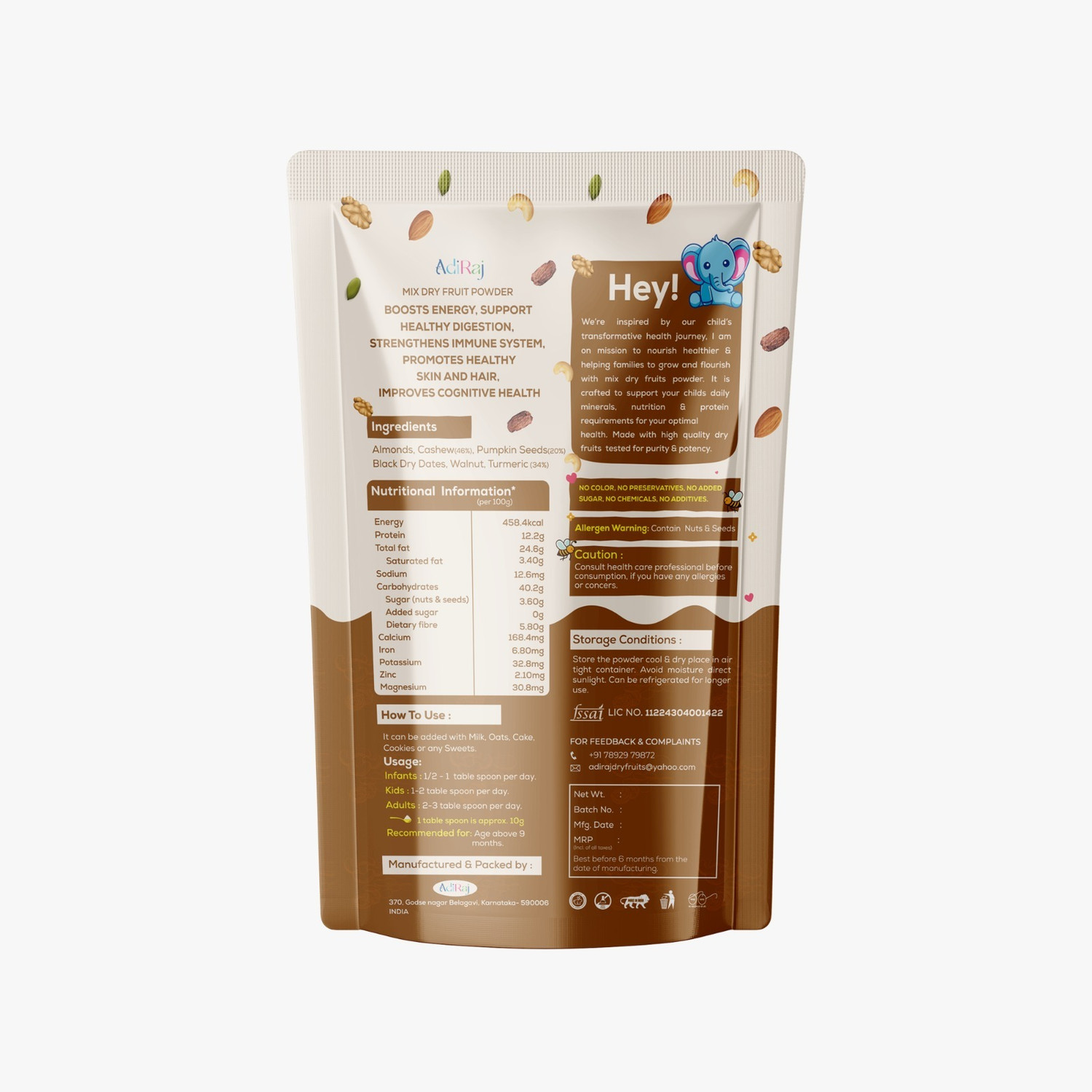 Image of ADIRAJ Mix dry fruits powder Almonds, Cashews, Walnuts, Dates, Assorted Seeds & Nuts