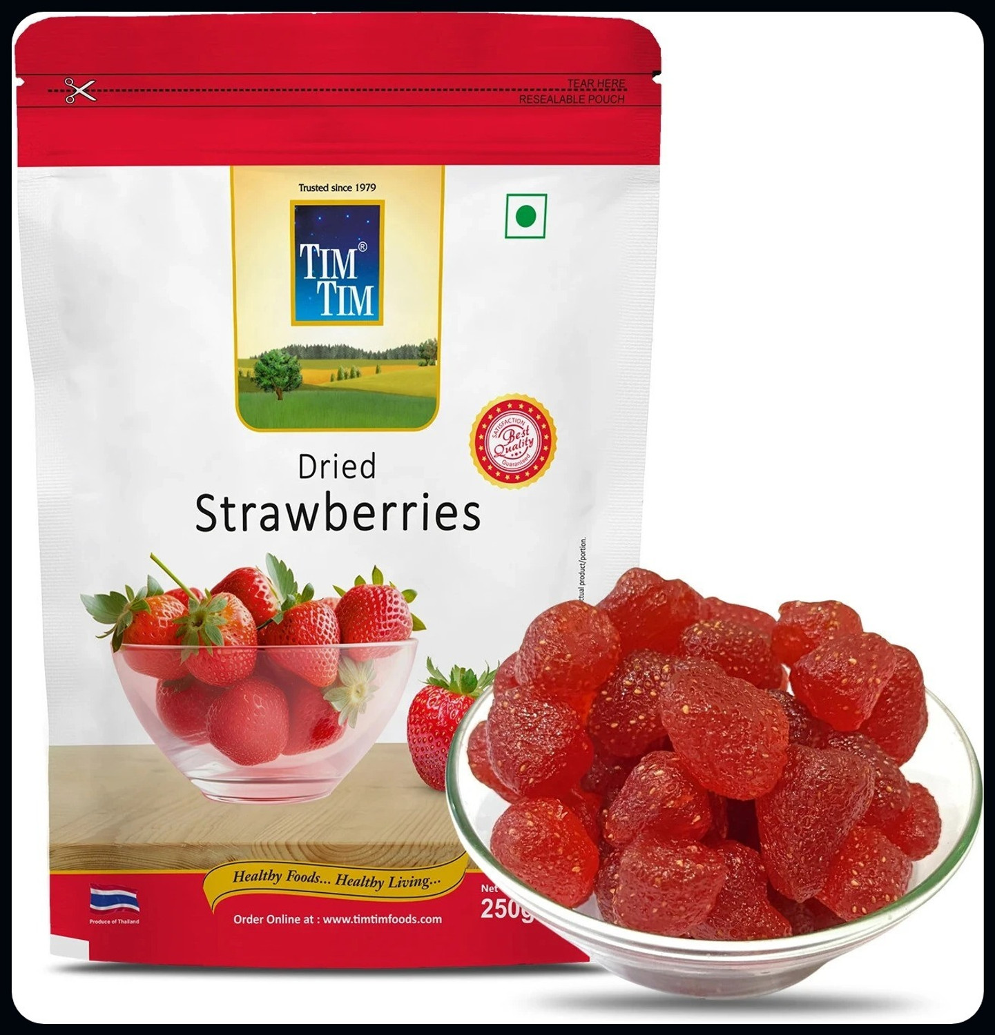 Image of Tim Tim Premium Dried Strawberry 250gm | 100% Natural Strawberries Dry Fruit A Strawberries