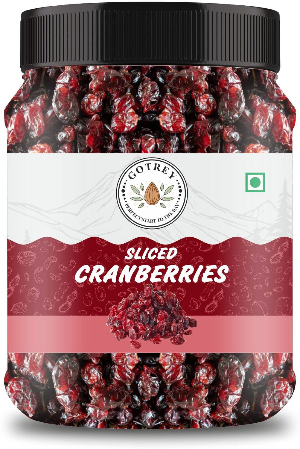 Image of GOTREY Premium Californian Dried and Sweet Sliced Cranberries 1kg Jar Pack Cherries (1 x 1 kg)