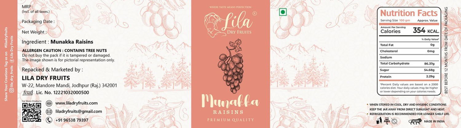Image of lila dry fruits Premium Dried, Nutritious & Delicious Munakka Raisins| Munkadakh Kishmish Raisins