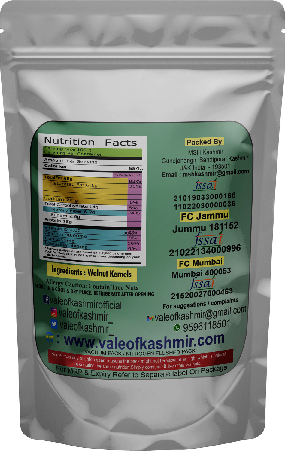 Image of vale of kashmir Kashmiri Walnut Kernels Brown Half Walnuts