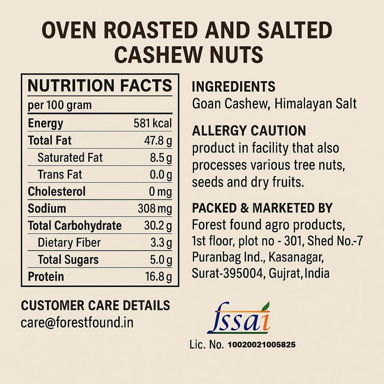Image of FOREST FOUND Oven Roasted And Salted Cashew Nuts Cashews