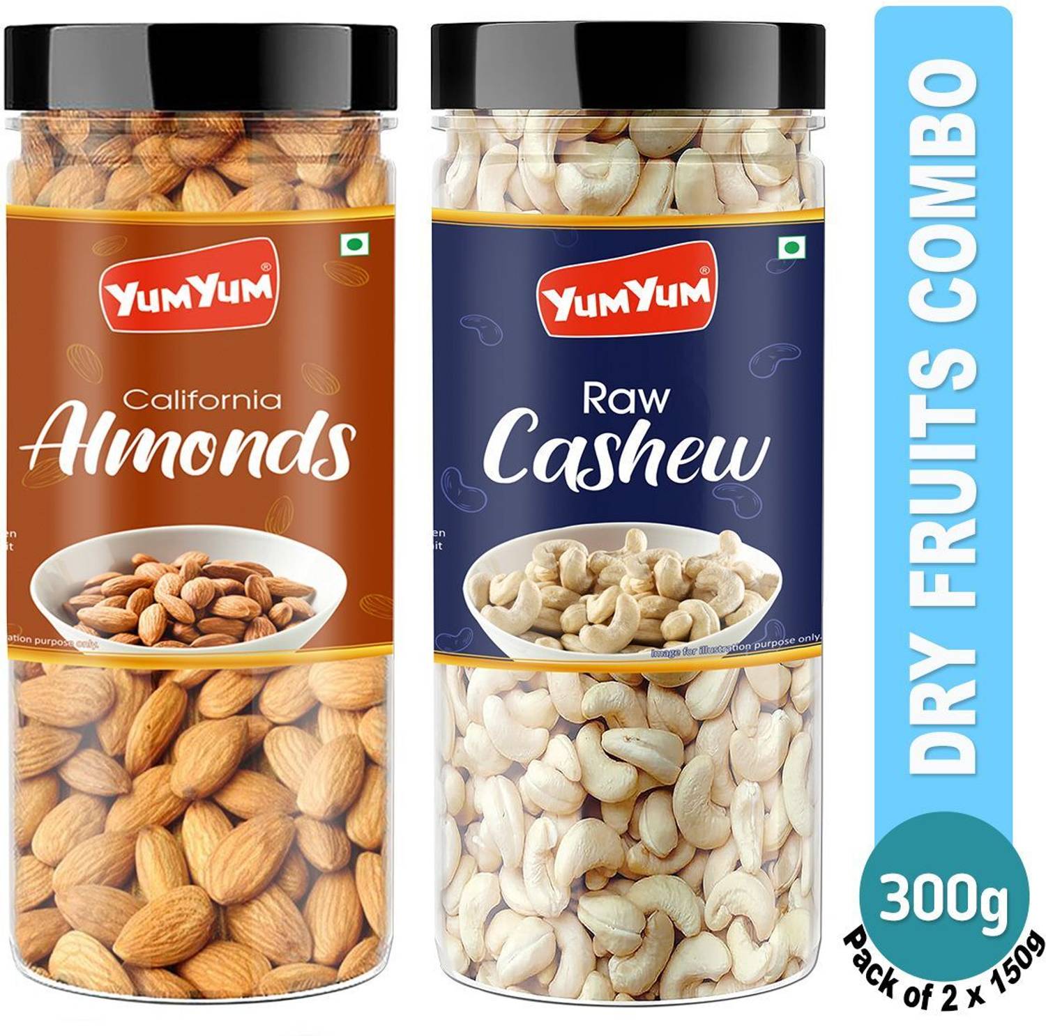 YUM YUM Dry Fruits Combo Pack of Badam Kaju Almonds Cashews Nuts Almonds, Cashews