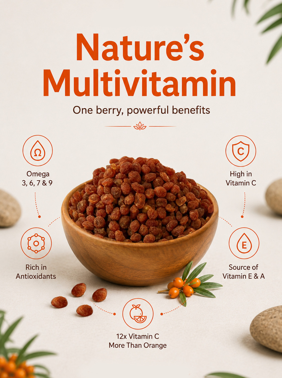 Image of BrijBooti Sea Buckthorn Dried Berries | Original Himalayan Seabuckthorn | Rich In Omega | Golden Berries