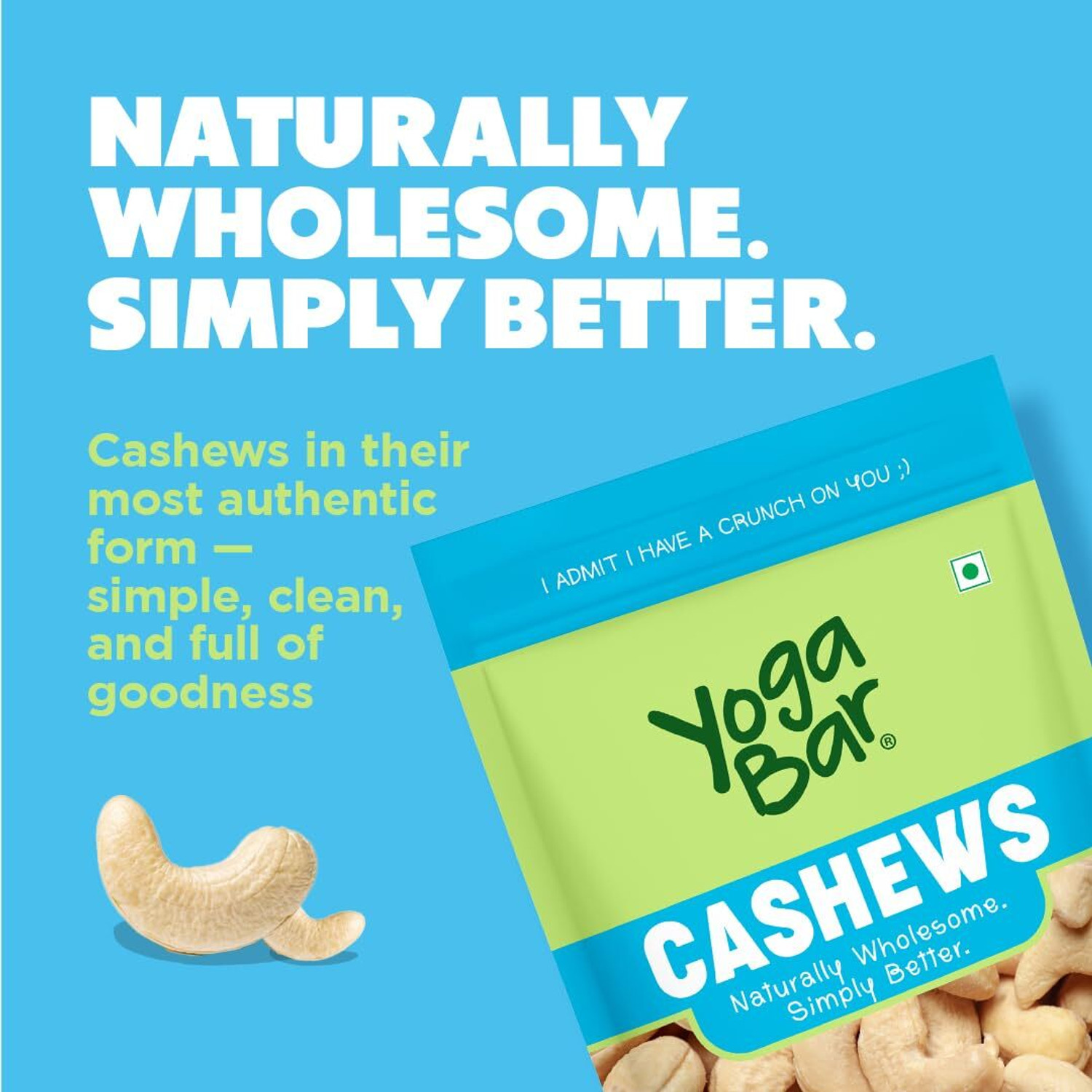 Image of Yogabar Whole Cashews 800g|Ideal for Toppings, Smoothies and Cooking|Rich in Minerals Cashews