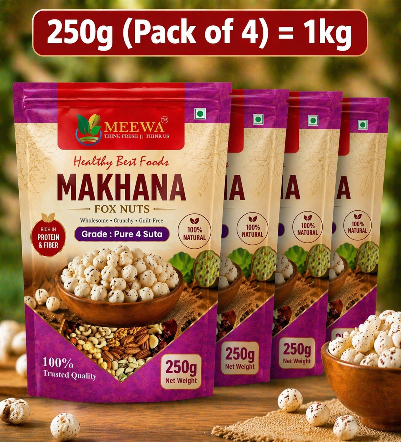 Image of MEEWA 1 Kg Plain Makhana Makhana