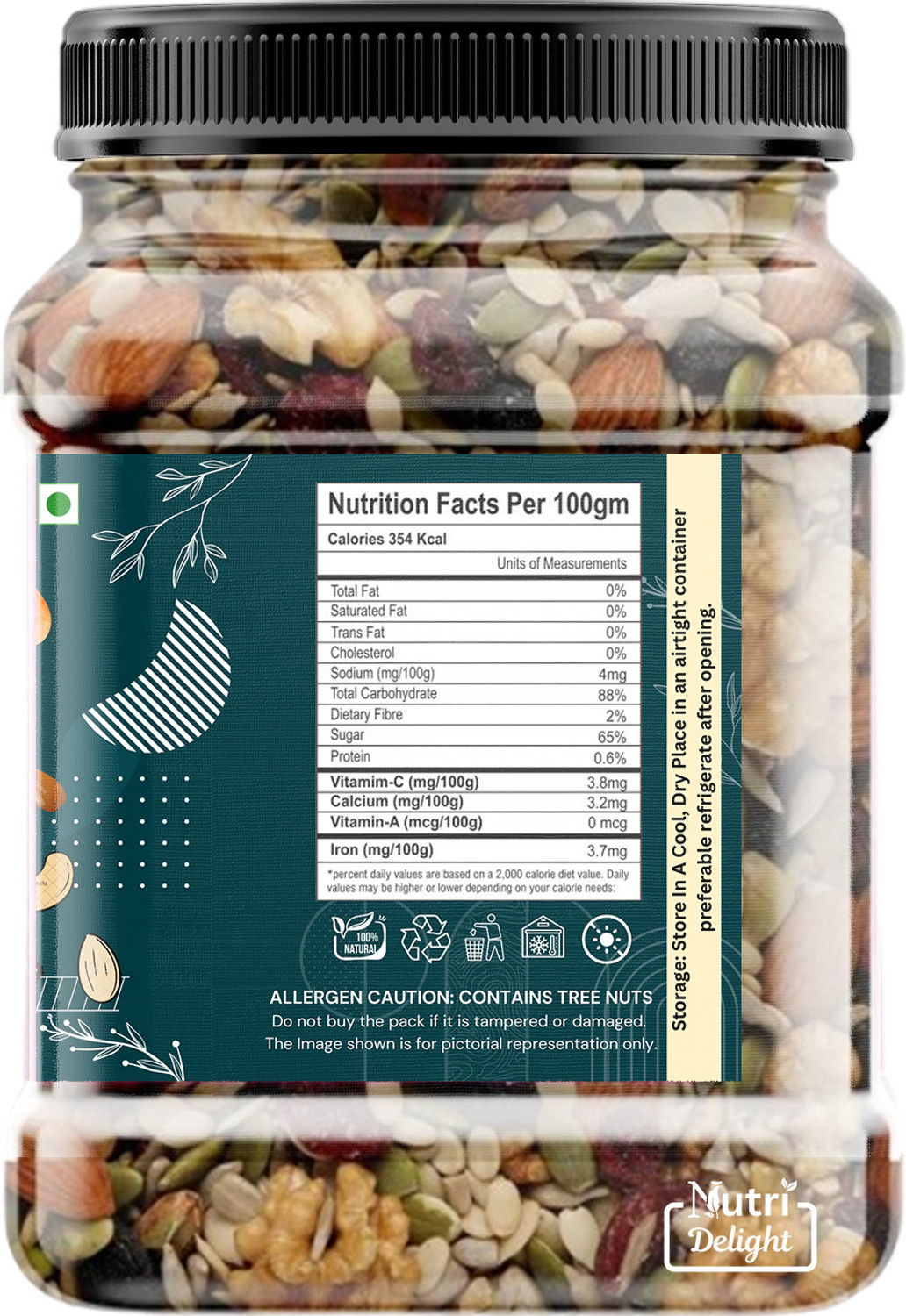 Image of Nutri Delight Healthy Nutmix | Mixed Dryfruits | Source of Vitamin and Minerals Almonds, Apricots, Cashews, Figs, Dry Dates, Raisins, Kiwi, Assorted Seeds & Nuts