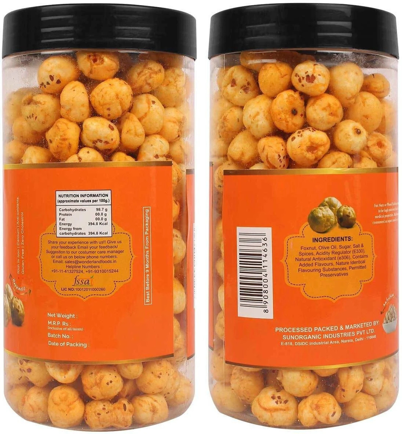 Image of WONDERLAND Roasted Makhana Wasabi, Sea Salt Vinegar & Peri Peri Foxnuts Assorted Nuts