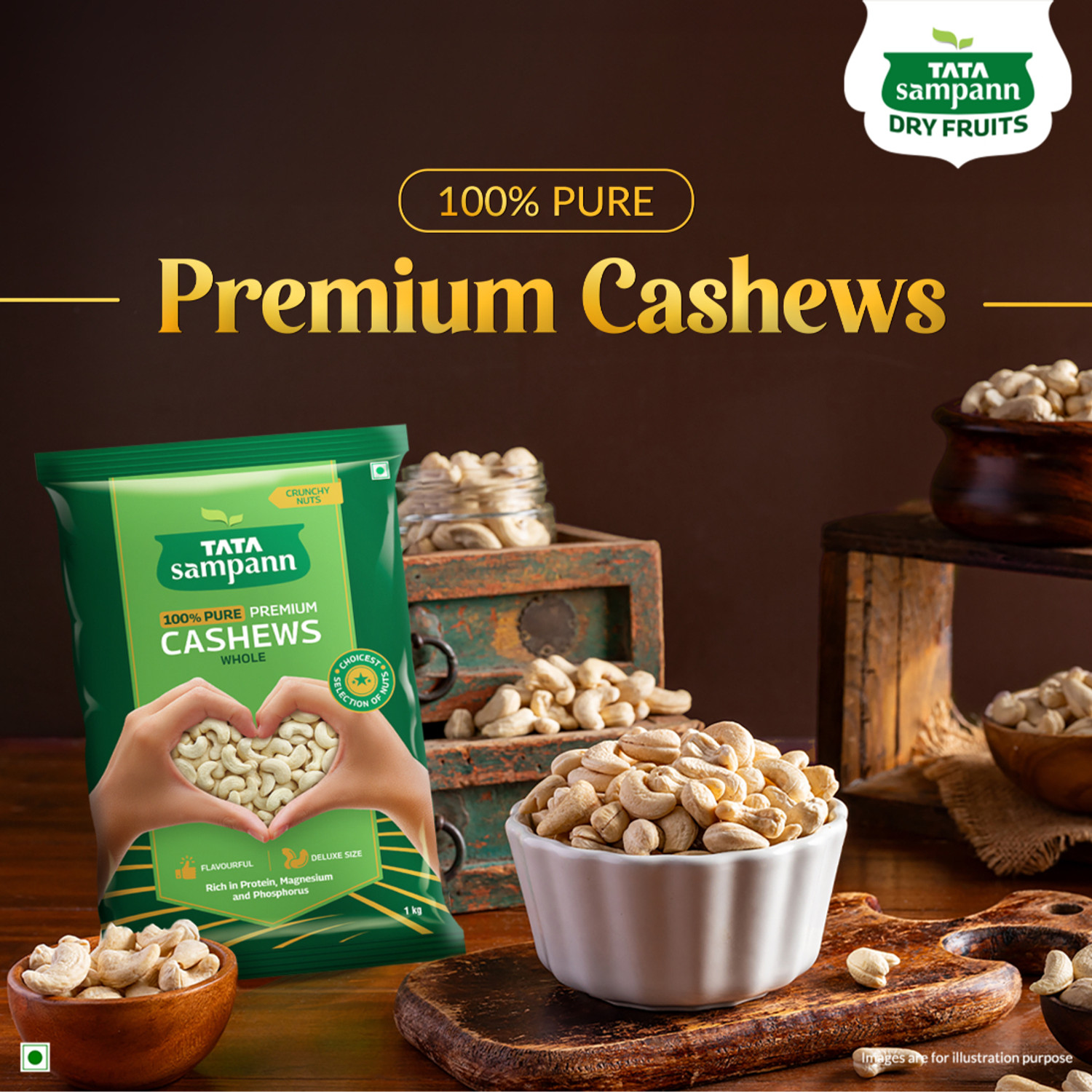 Image of Tata Sampann Premium Quality Kaju, 100% Pure Cashews