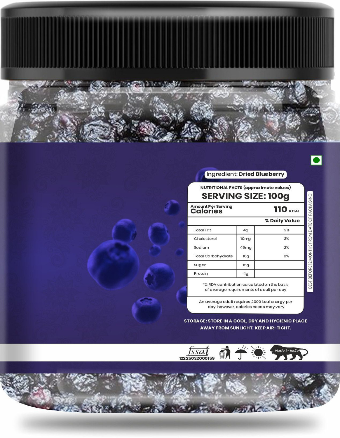 Image of NUTRA KING Organic Fresh Dried Blueberries |Dry Fruits Unsweetened Blueberries| Superfood Blueberry