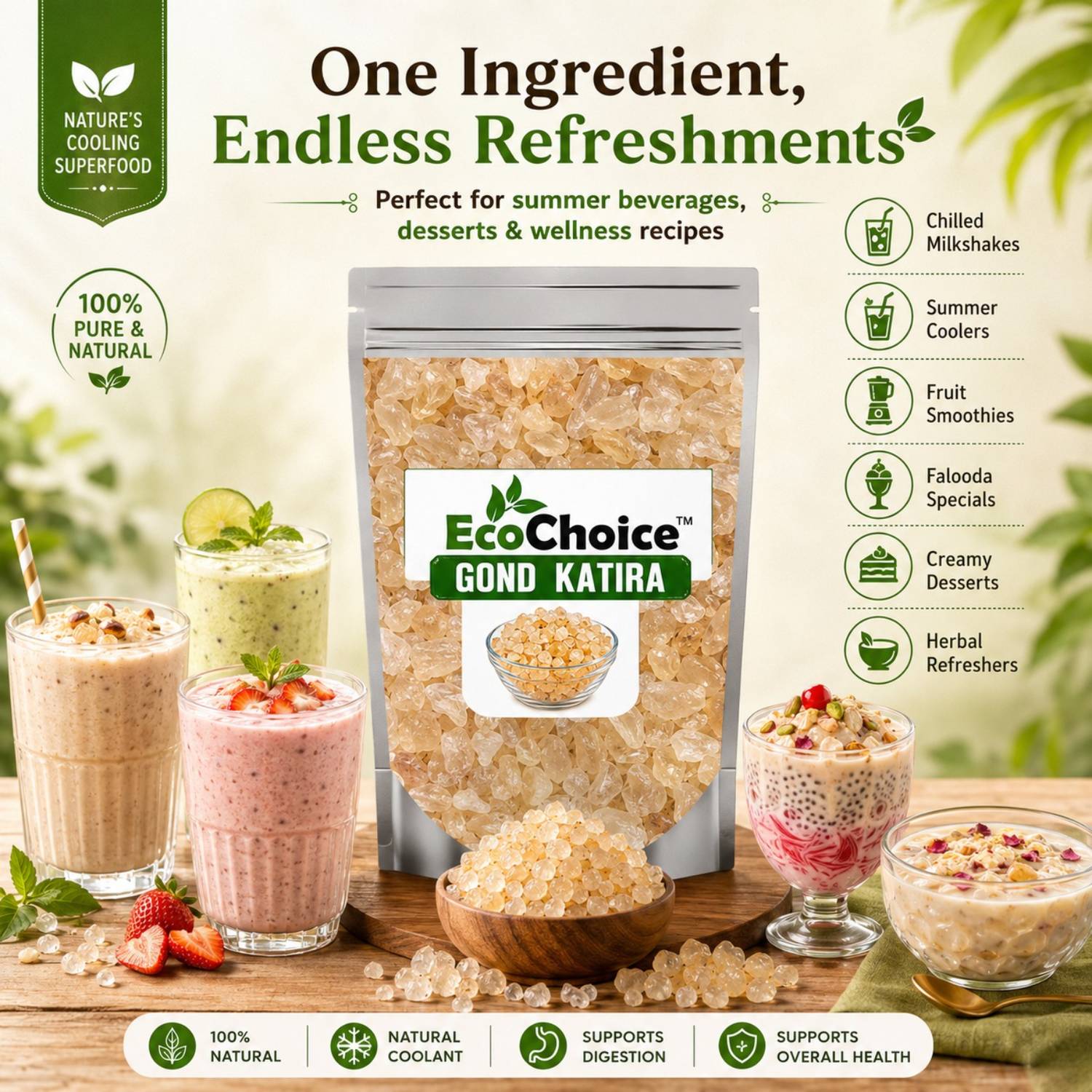 Ecochoice Pure Natural Gond Katira Seeds & Nuts (75g) - Image 3