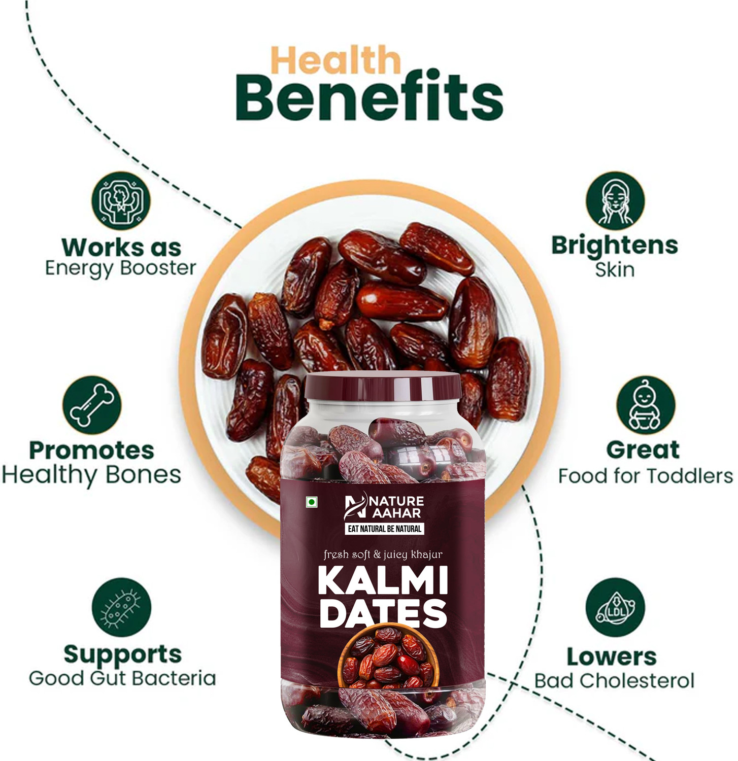 Image of Nature Aahar Kalmi Dates| Premium Soft Kalmi Khajoor | Naturally Sweet, Healthy Dry Fruit Dates