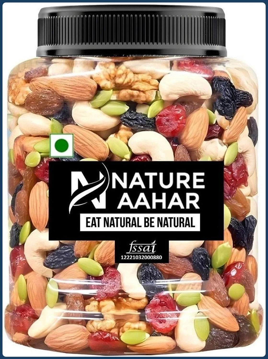 Image of Nature Aahar Mix Dry Fruit | Panchmeva | | JAR Almonds, Cashews, Raisins, Dry Dates, Pistachios, Figs, Assorted Fruits & Nuts (1 x 500 g)