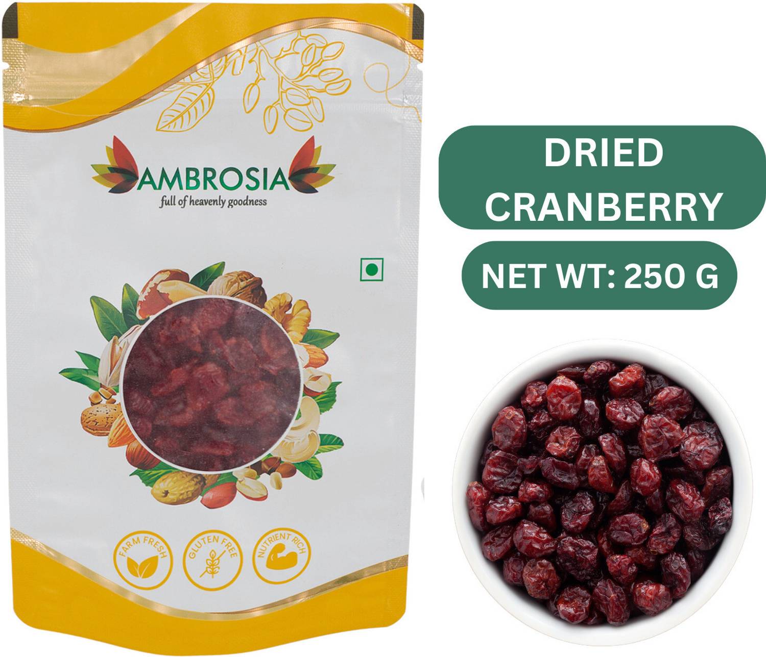 AMBROSIA Dried Cranberry Wholes Cranberries
