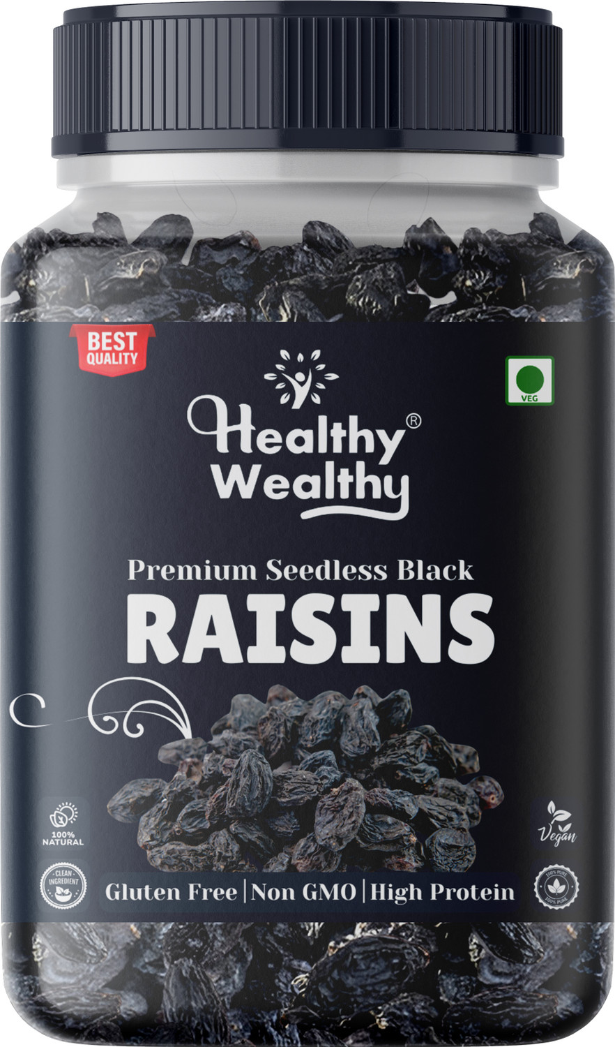 Image of Healthy Wealthy Black Raisins Seedless | Kali Kishmish | Kali Dakh Raisins