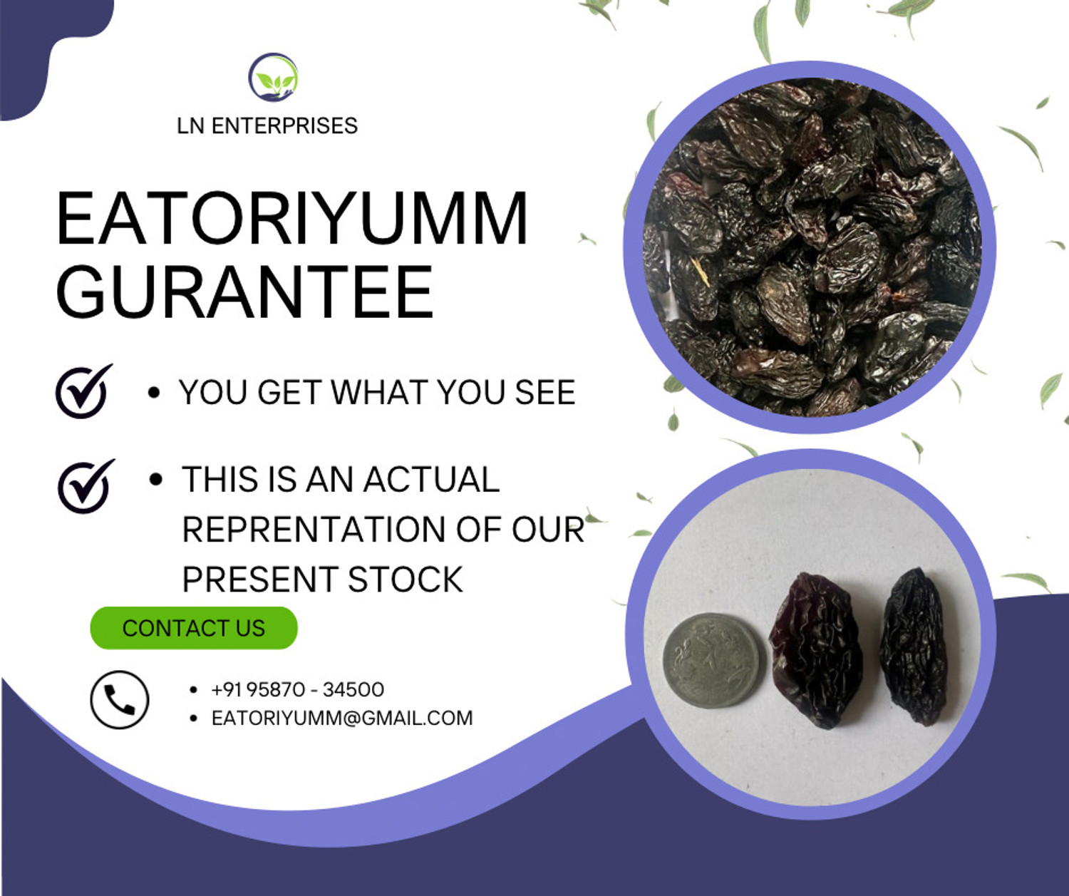 Image of Eatoriyumm Black Raisins |Seedless Dry Grapes Kali Kishmish ( Indian ) ( Value Pack Black Raisins
