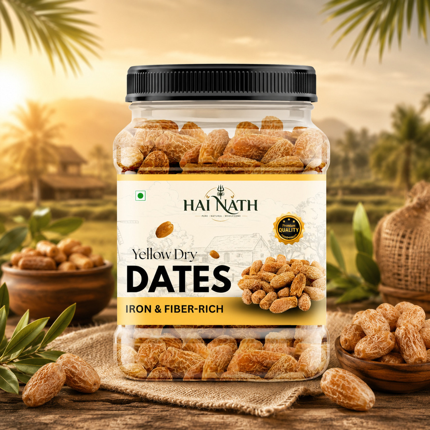 Image of HAI NATH Premium Yellow Dry Dates | Pili kharak | Dry Chuara | (1 x 500 g) Dry Dates