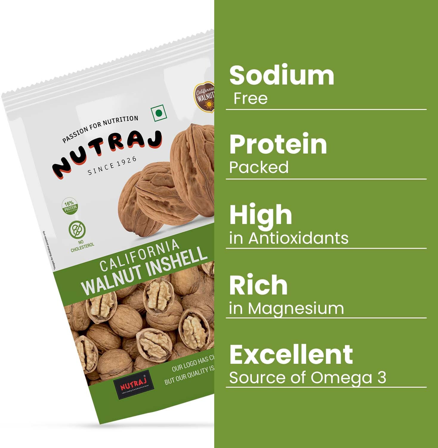 Image of Nutraj California Walnut Inshell 1 Kg, Walnut with Shell, Akhrot 1 Kg, Walnuts
