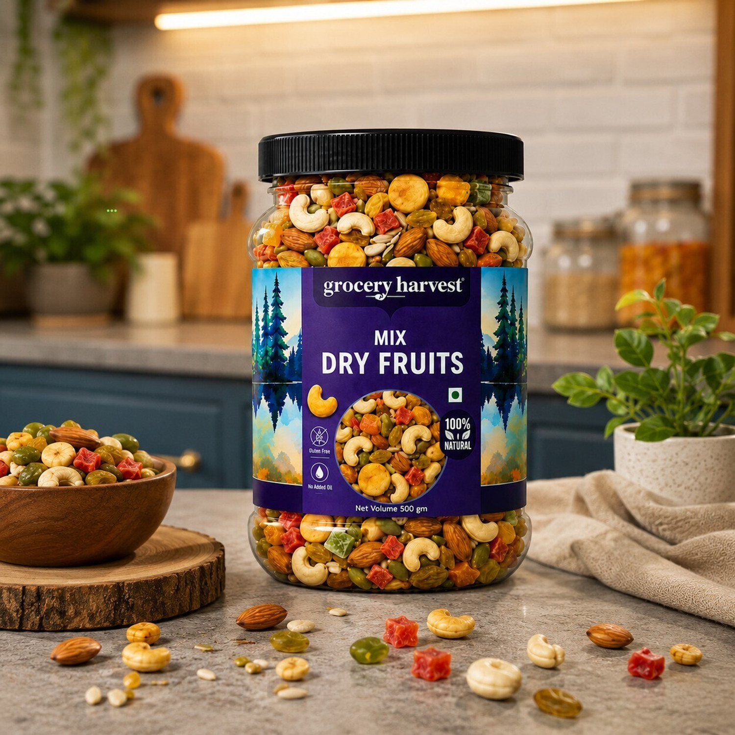 Image of GROCERY HARVEST Premium Dry Fruit Trail Blend Party Snack Ready to Eat Assorted Seeds & Nuts