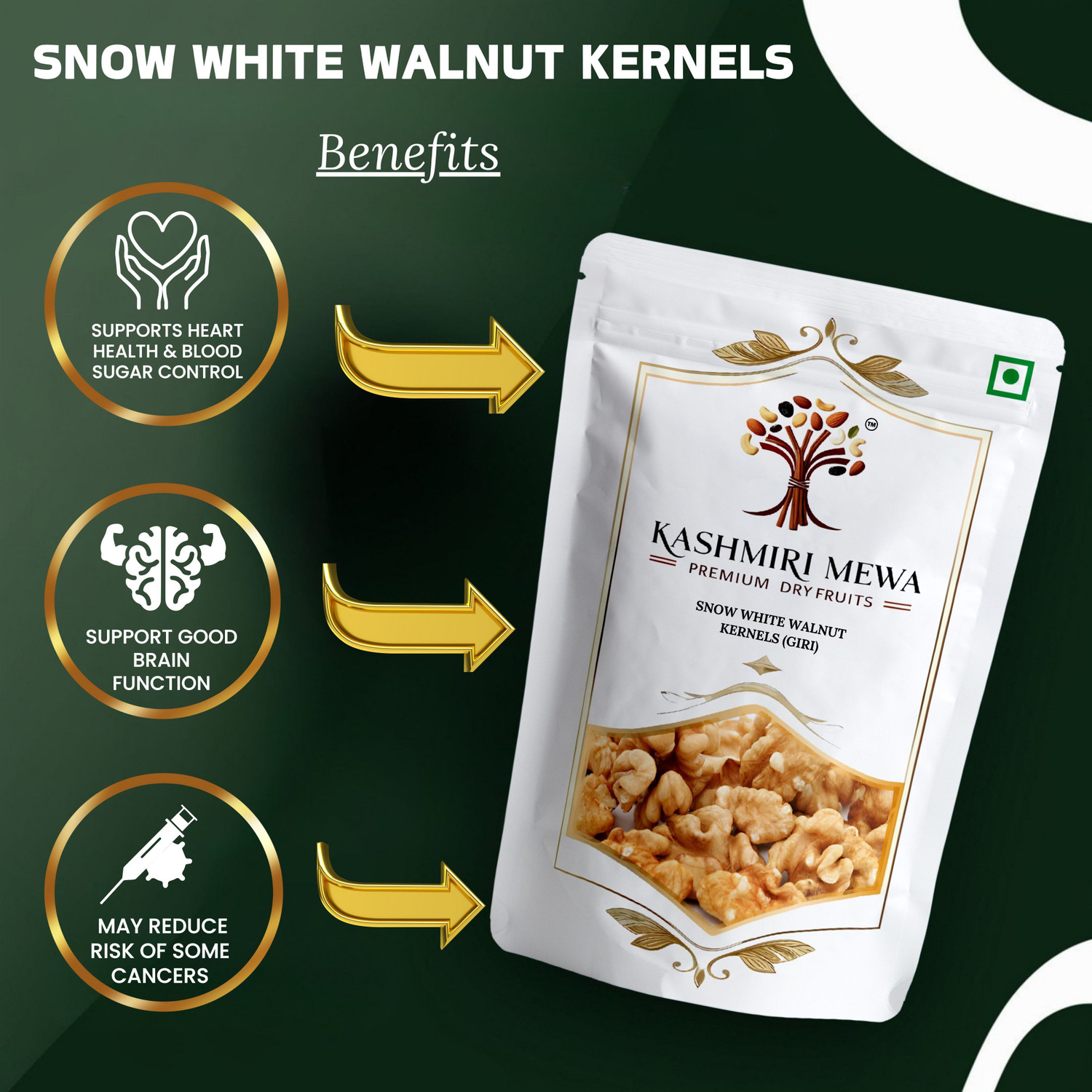 Image of Kashmiri Mewa Premium Walnut Kernels (Akharot Giri) - 75% Oil Content Walnuts