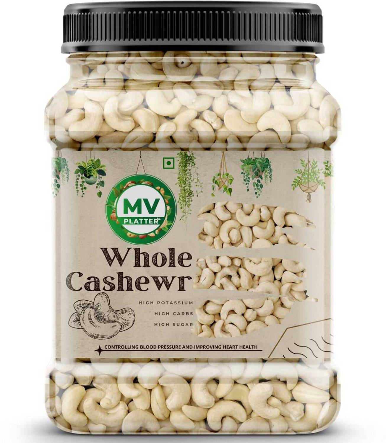 Mv platter Premium Quality Raw Cashews for Snacking and Cooking Cashews
