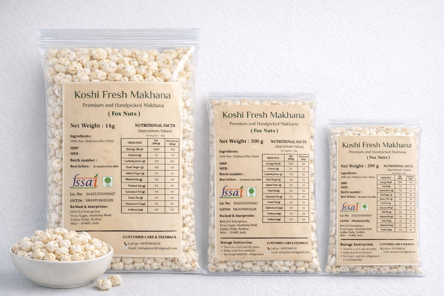 Image of Koshi Fresh Premium Raw Makhana 500g Fox Nut