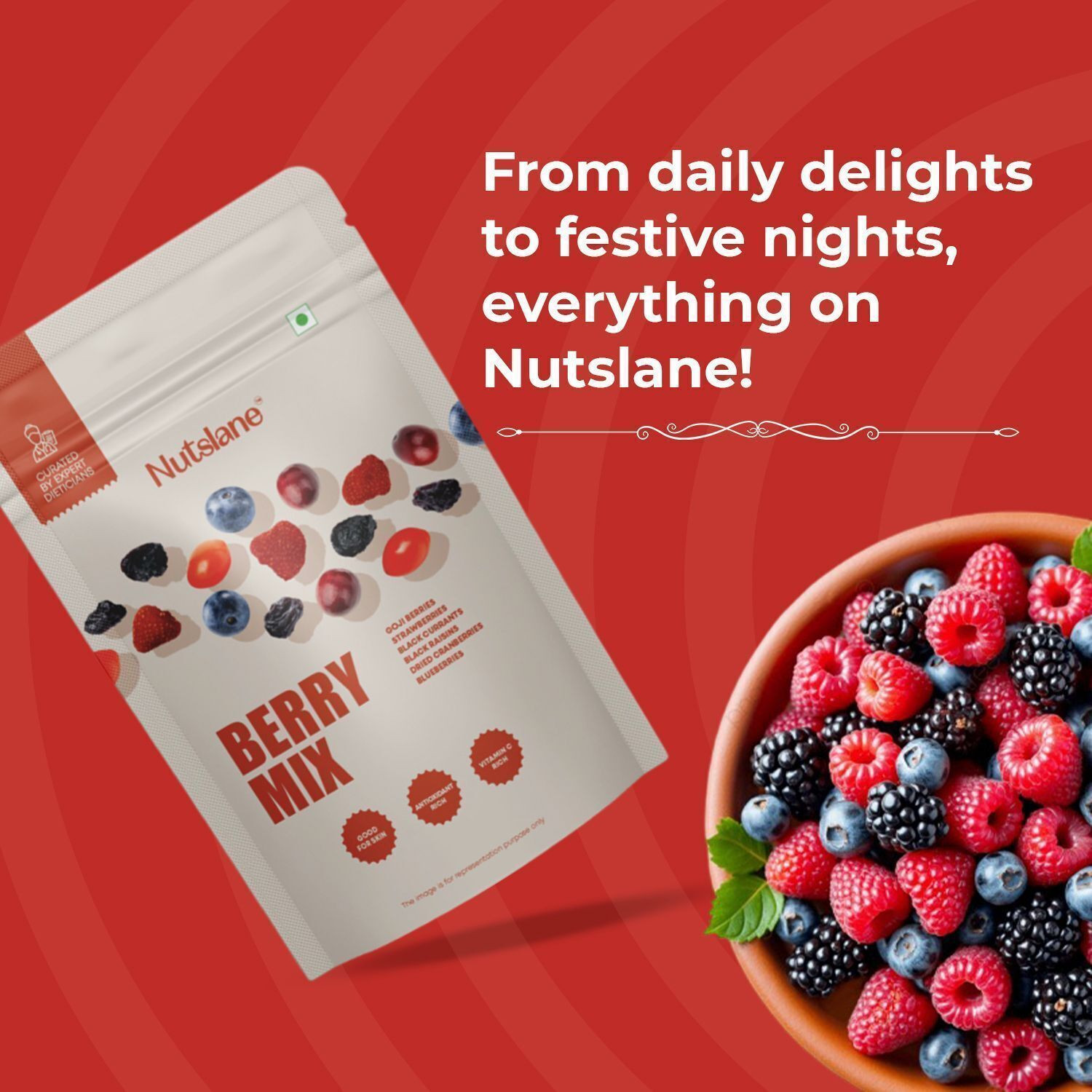 Image of Nutslane Premium Berry Mix ,Rich In Protein Dried Berries - Pack of 2