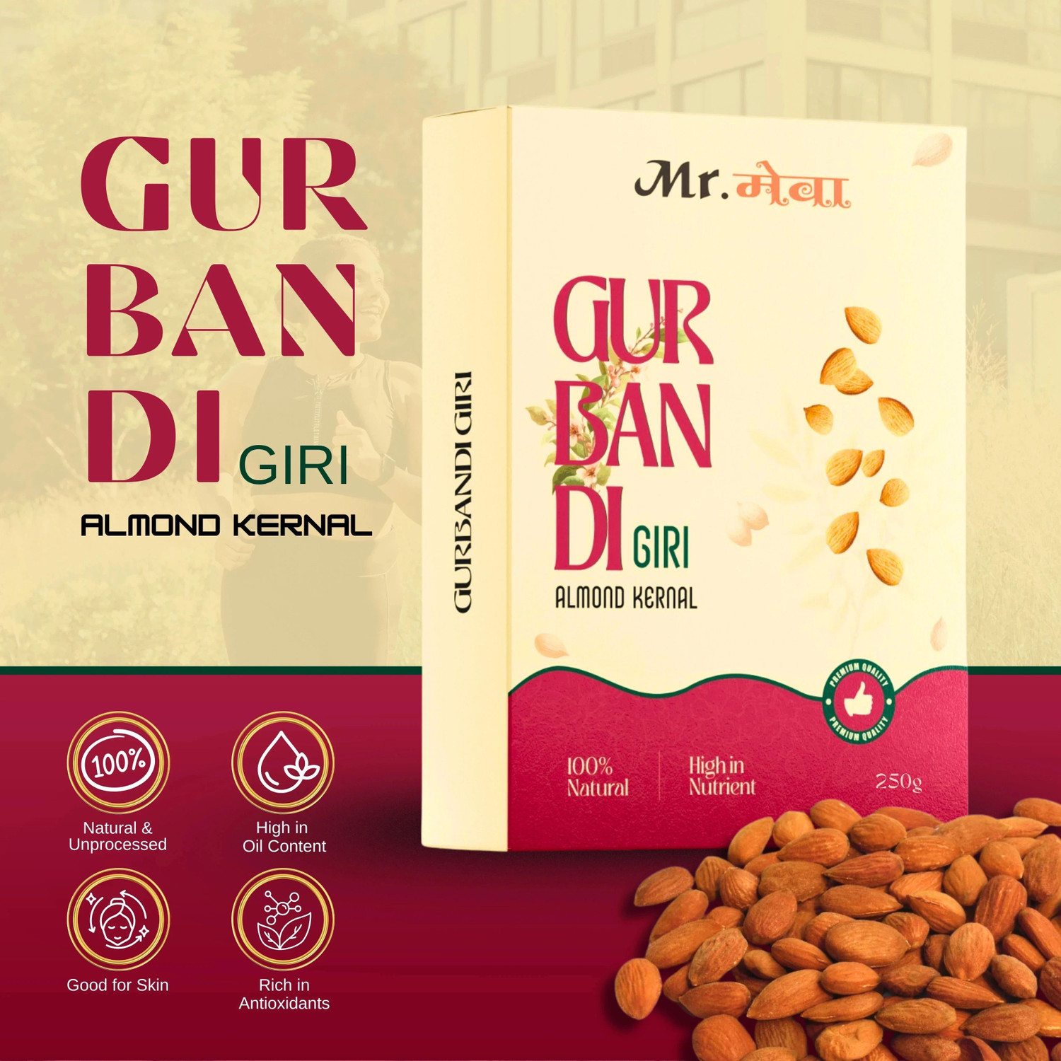 Image of Mr.Meva 100% Pure Gurbandi Almonds | Choti Giri | Gurbandi Badam (Rich In Oil) Almonds