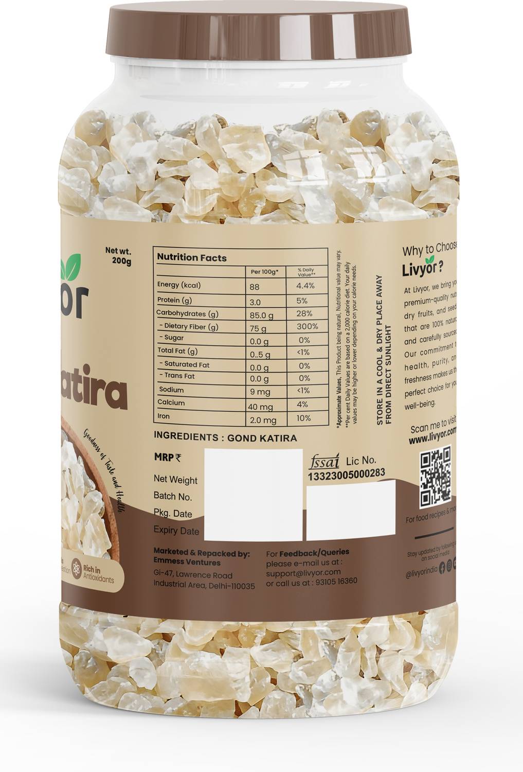 LIVYOR Pure Gond Katira (Edible) 500g - Image 2