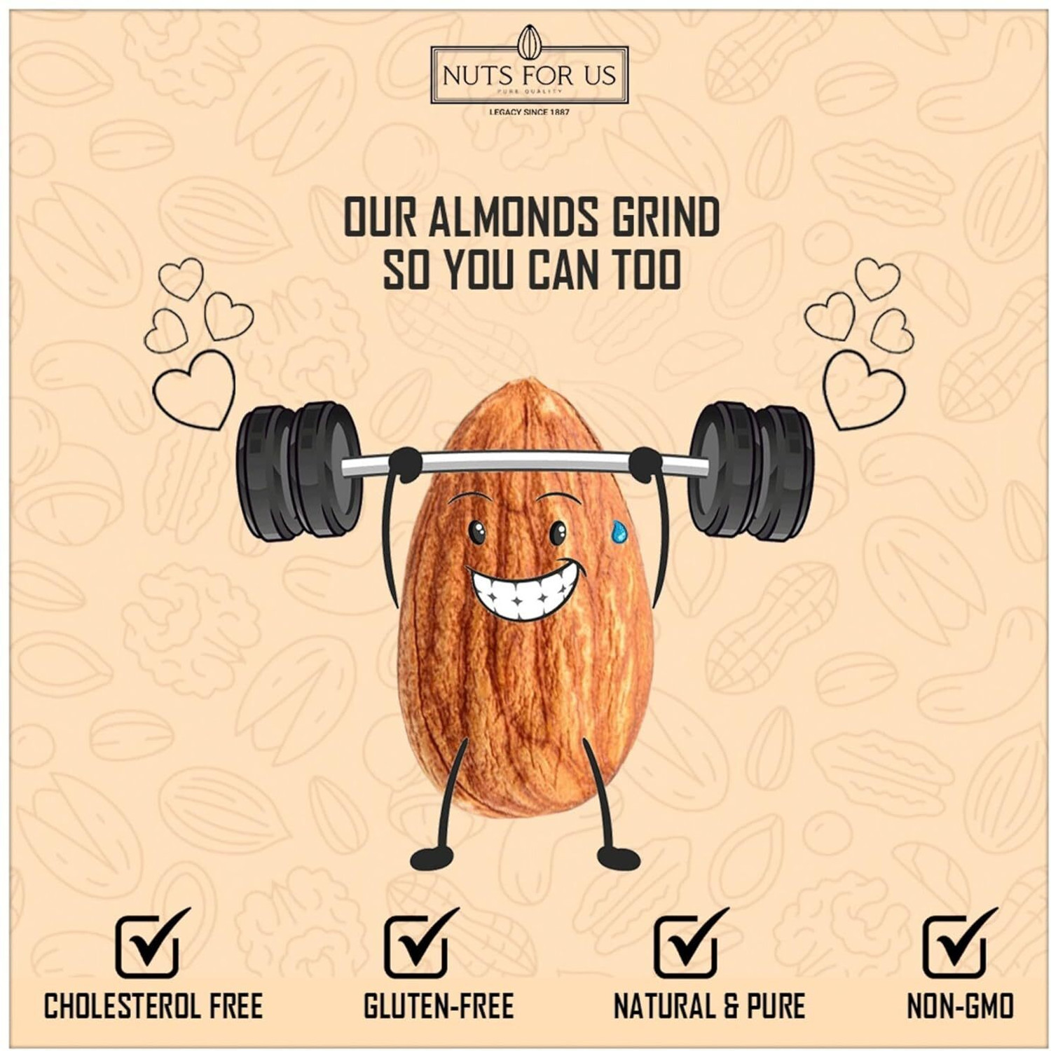 Image of Nuts For US California Almonds (Badam) | High Protein Healthy Dry Fruits | Premium Quality Almonds