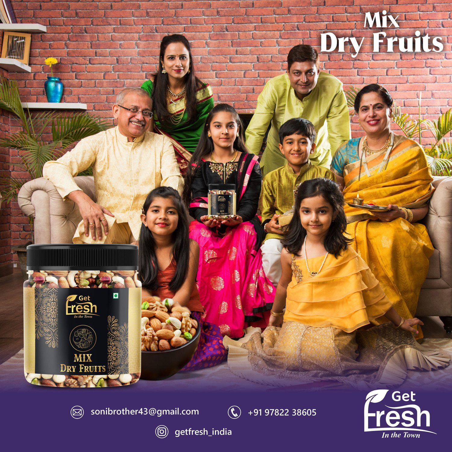 Image of Get Fresh 01Dry Fruits Nut Mix Black & Green Raisin,Almonds,Cashews,Apricot,Pistachios, Assorted Fruits & Nuts