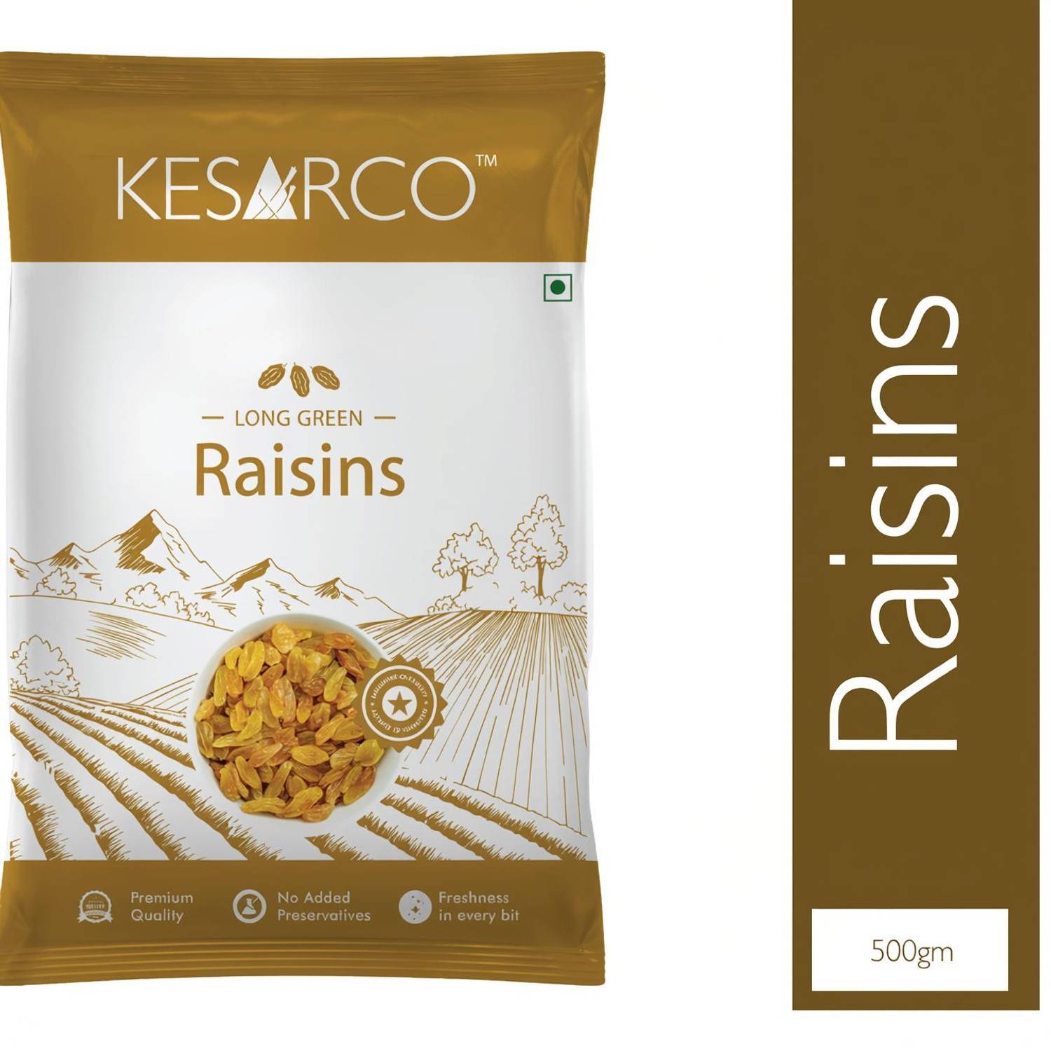KESARCO Premium Seedless Green Raisins, Kishmish, Nutritious, Rich in Iron - 500 g Raisins