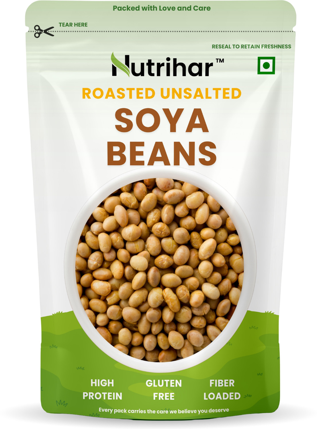 Image of Nutrihar Roasted Soyabean 250g | Unsalted Soyabean | High in Protein, Healthy Snack Soy Nuts