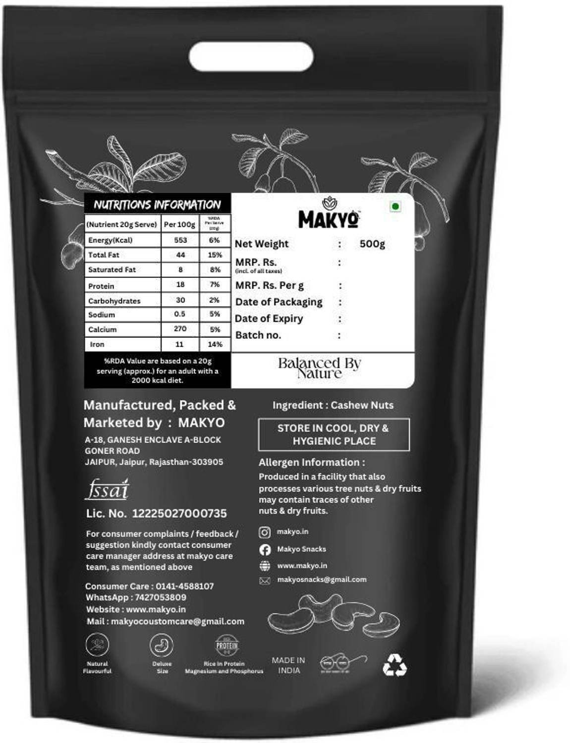 MAKYO Almond 500g & Cashew 500g Combo - Image 3